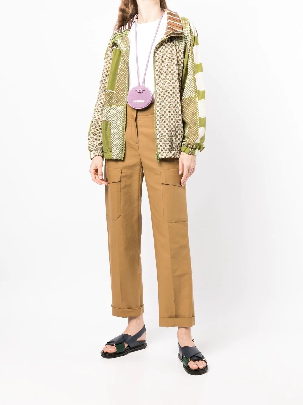 mix-print zip-up jacket - 2