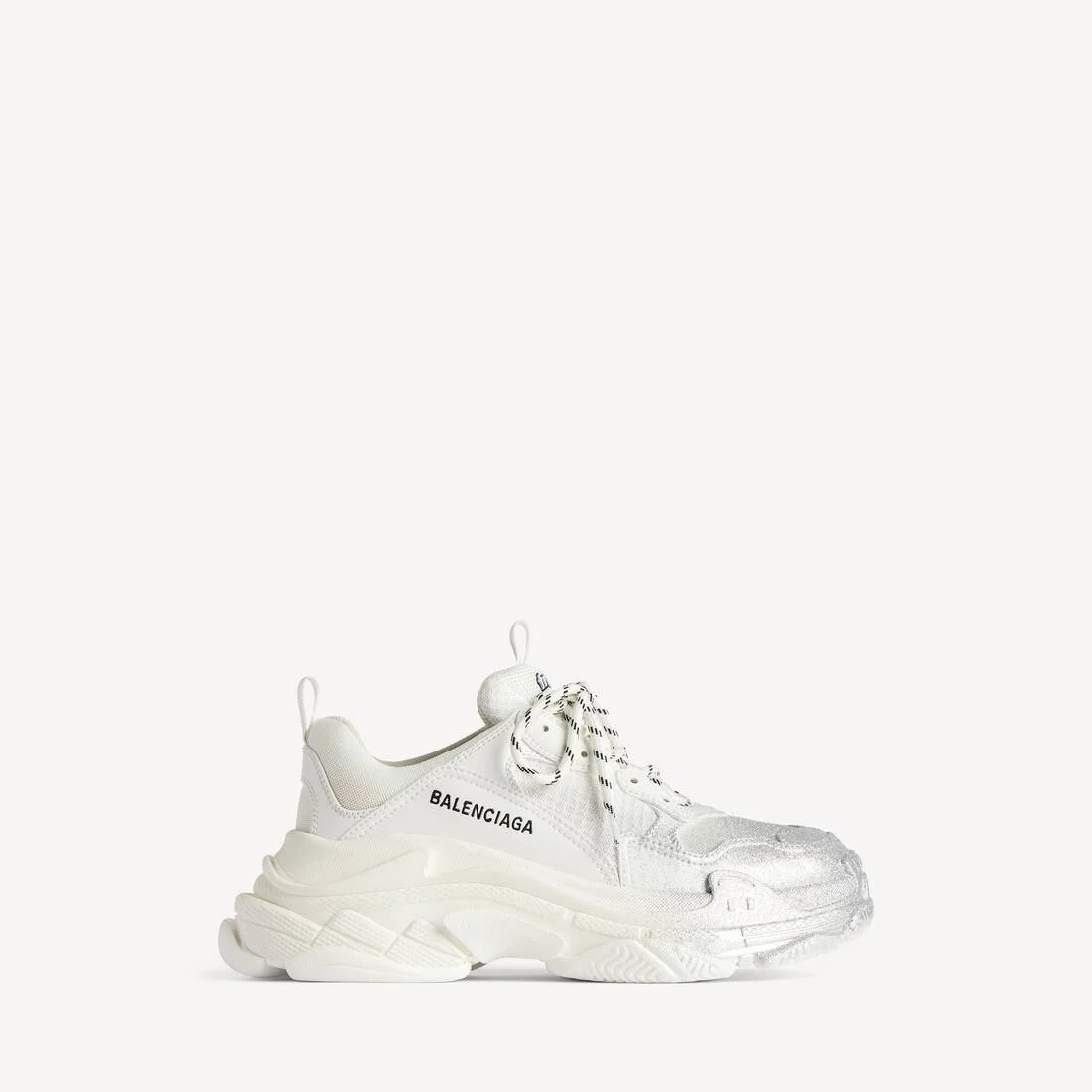 Women's Triple S Glitter Spray Sneaker in White/silver - 1