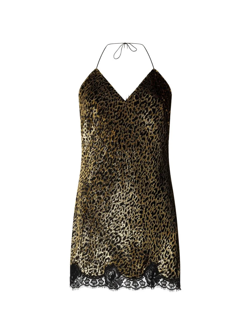 leopard-print lace slip dress - 1