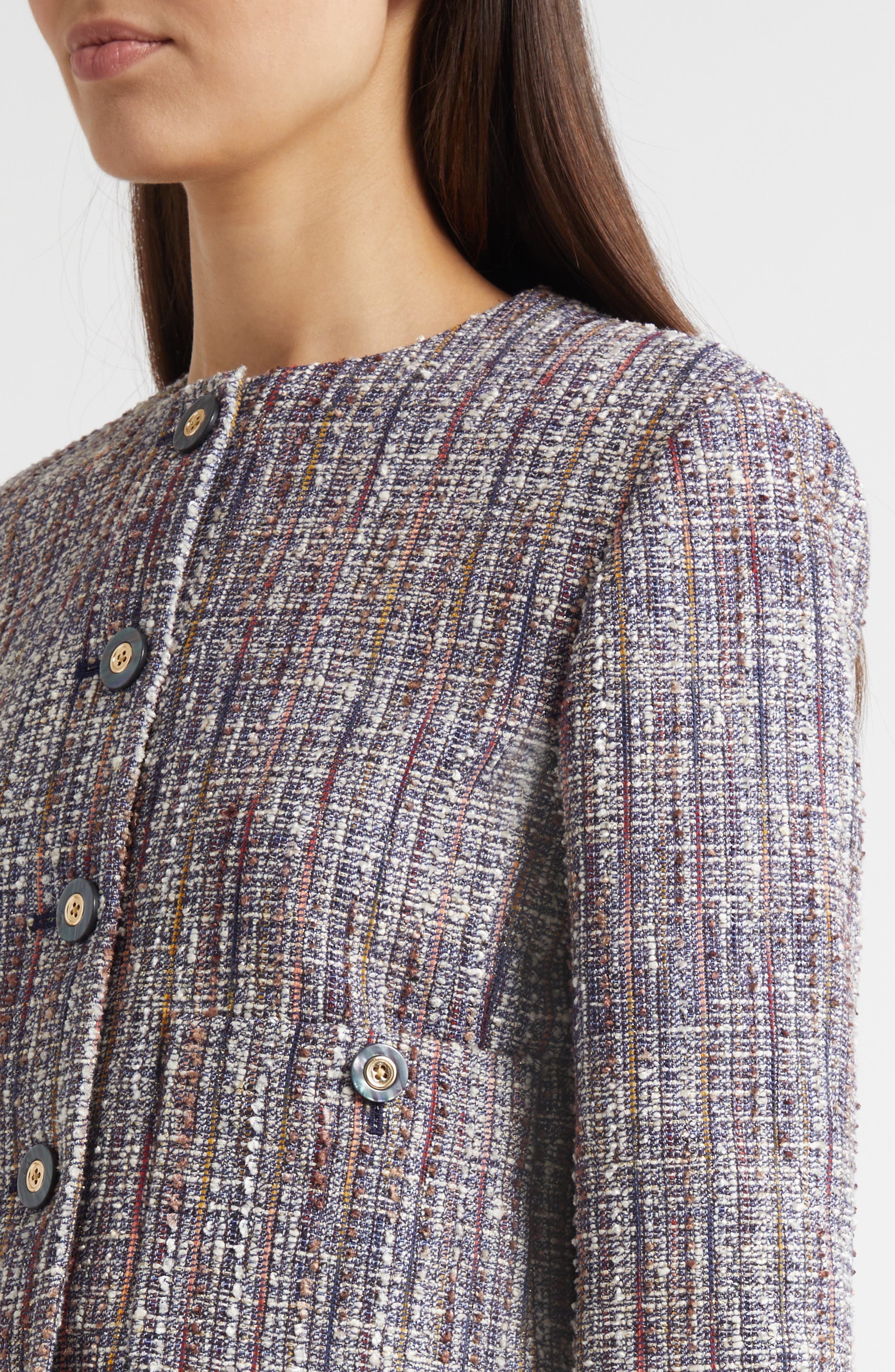 Veronica Beard Andrea Cotton Blend Tweed Jacket in Navy Multi at Nordstrom - 4