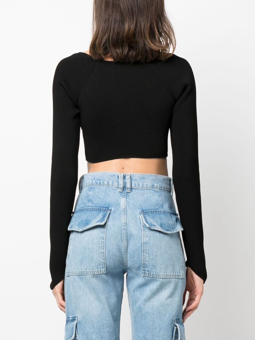 ribbed square-neck cropped top - 4