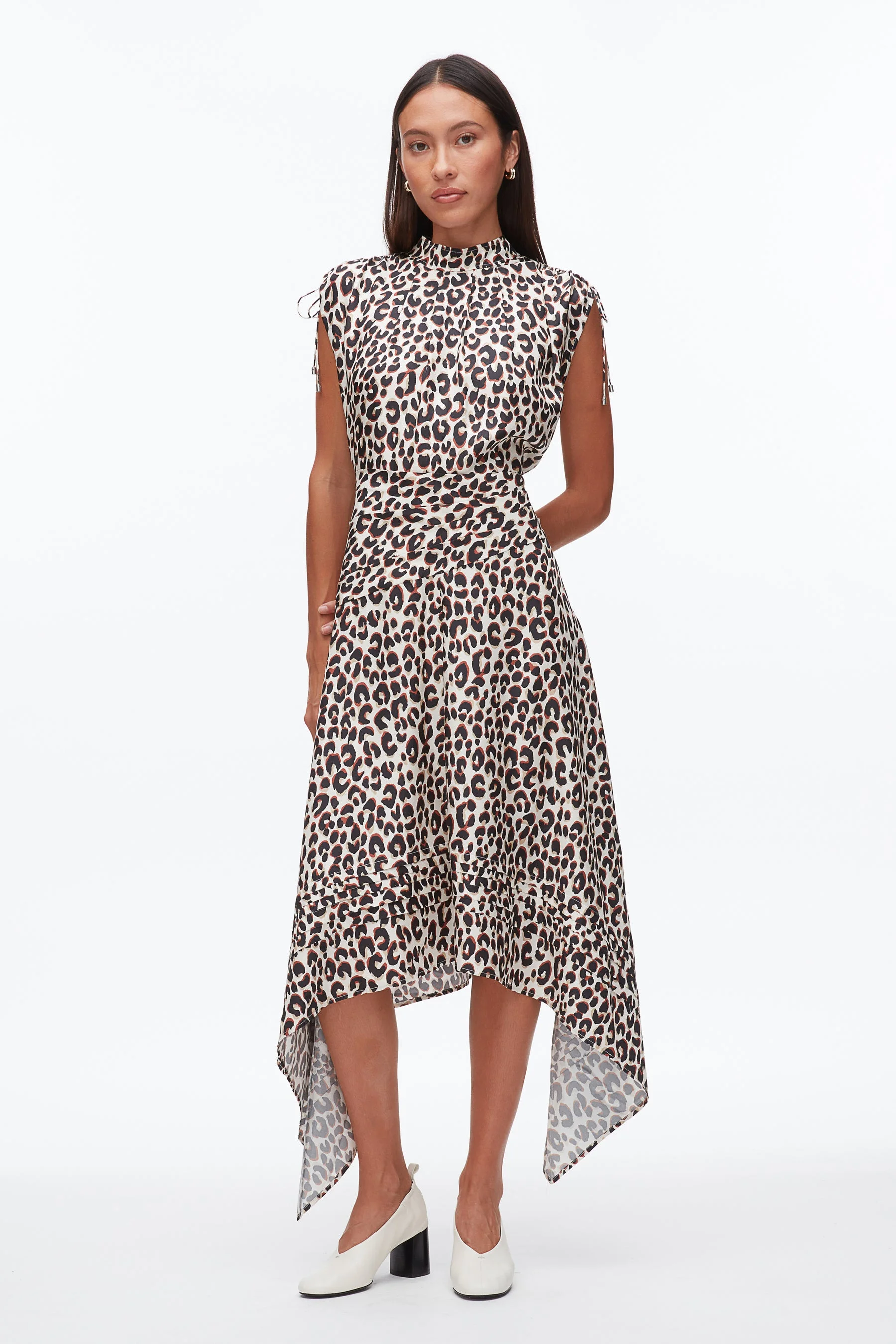 Leopard Ruched Handkerchief Dress - 1
