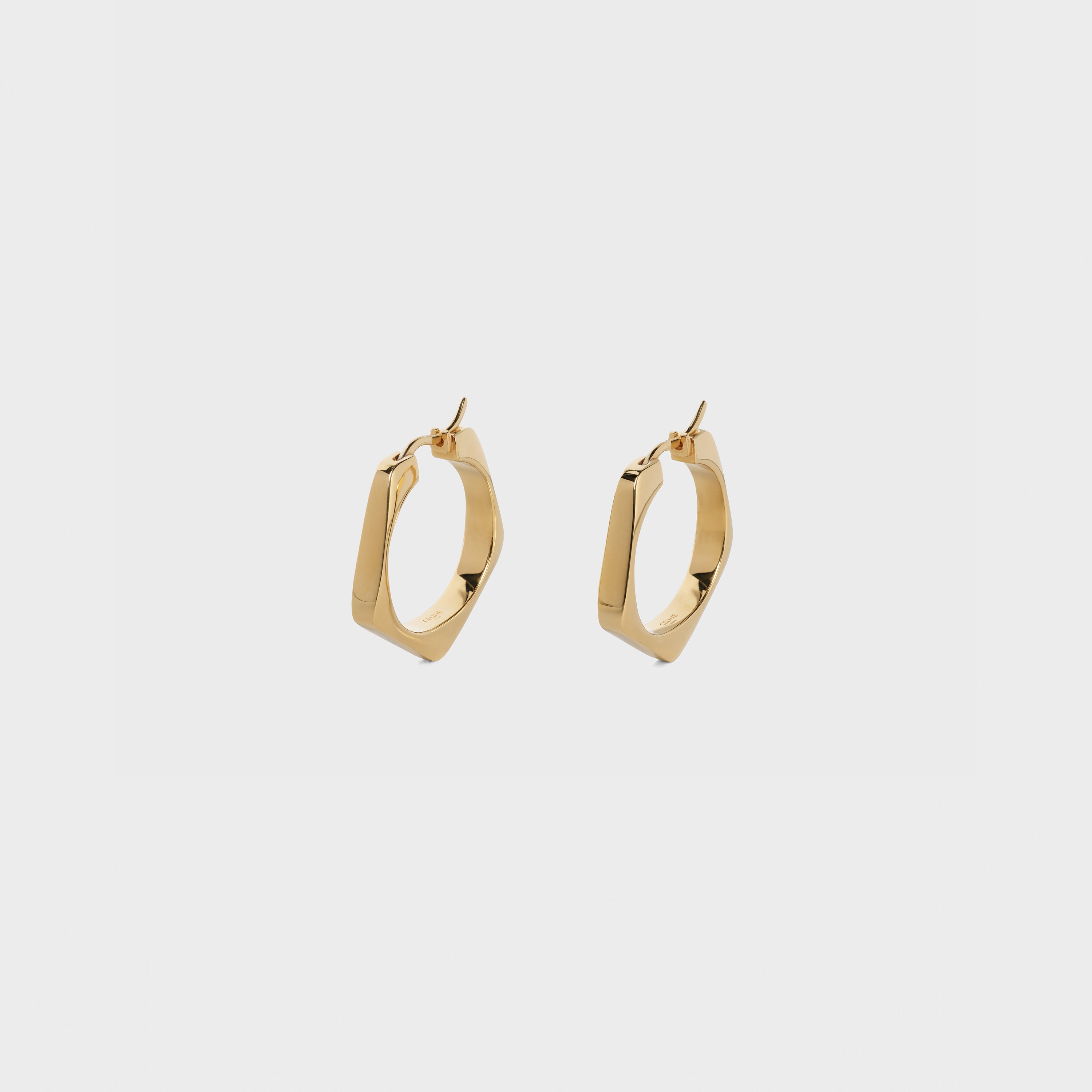 FORMES SIMPLES LARGE PENTAGON EARRINGS IN BRASS WITH GOLD FINISH - 2