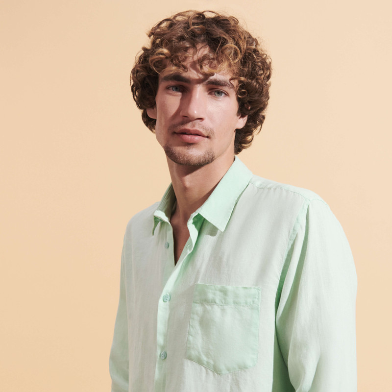 Men Linen Shirt Mineral Dye 5