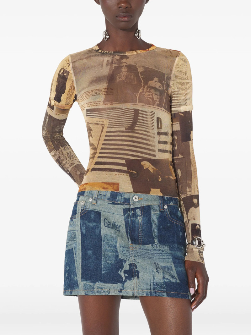 Jean Paul Gaultier Jean Paul Gaultier Double-sleeves Journal-print Top outlook