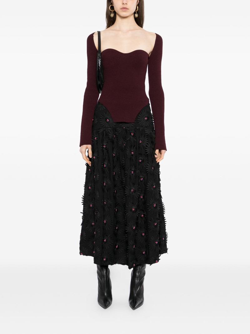 FARM RIO floral-appliqué midi skirt outlook