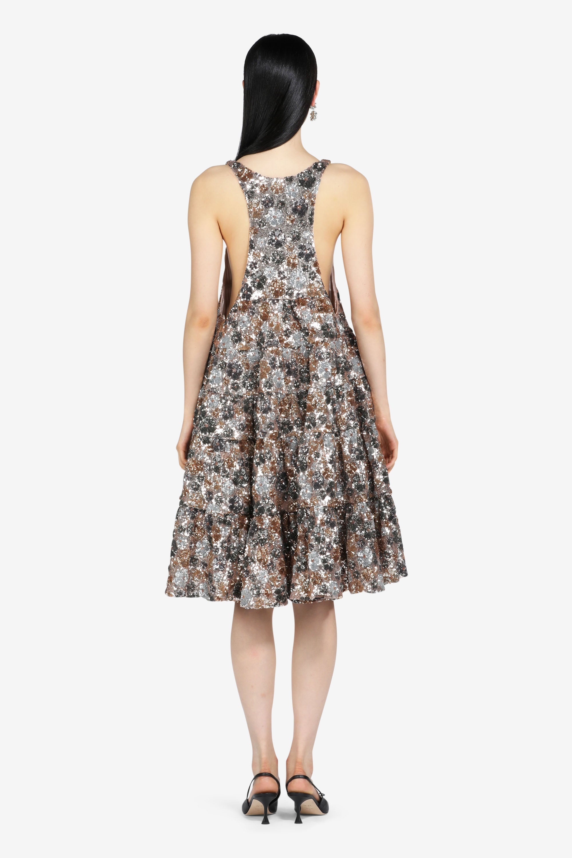FLORAL-EMBELLISHED SEQUIN SHORT DRESS - 2
