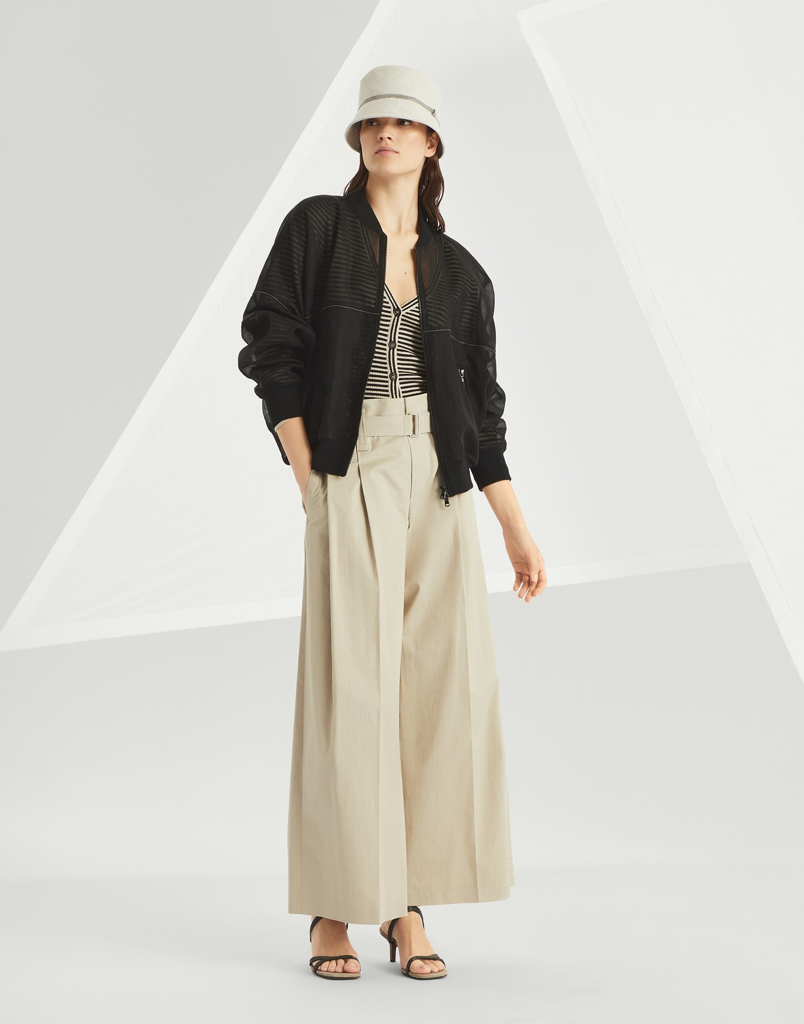 Cotton organza bomber jacket with shiny trims - 5