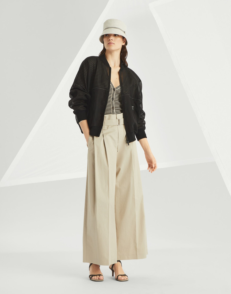 Cotton organza bomber jacket with shiny trims 5