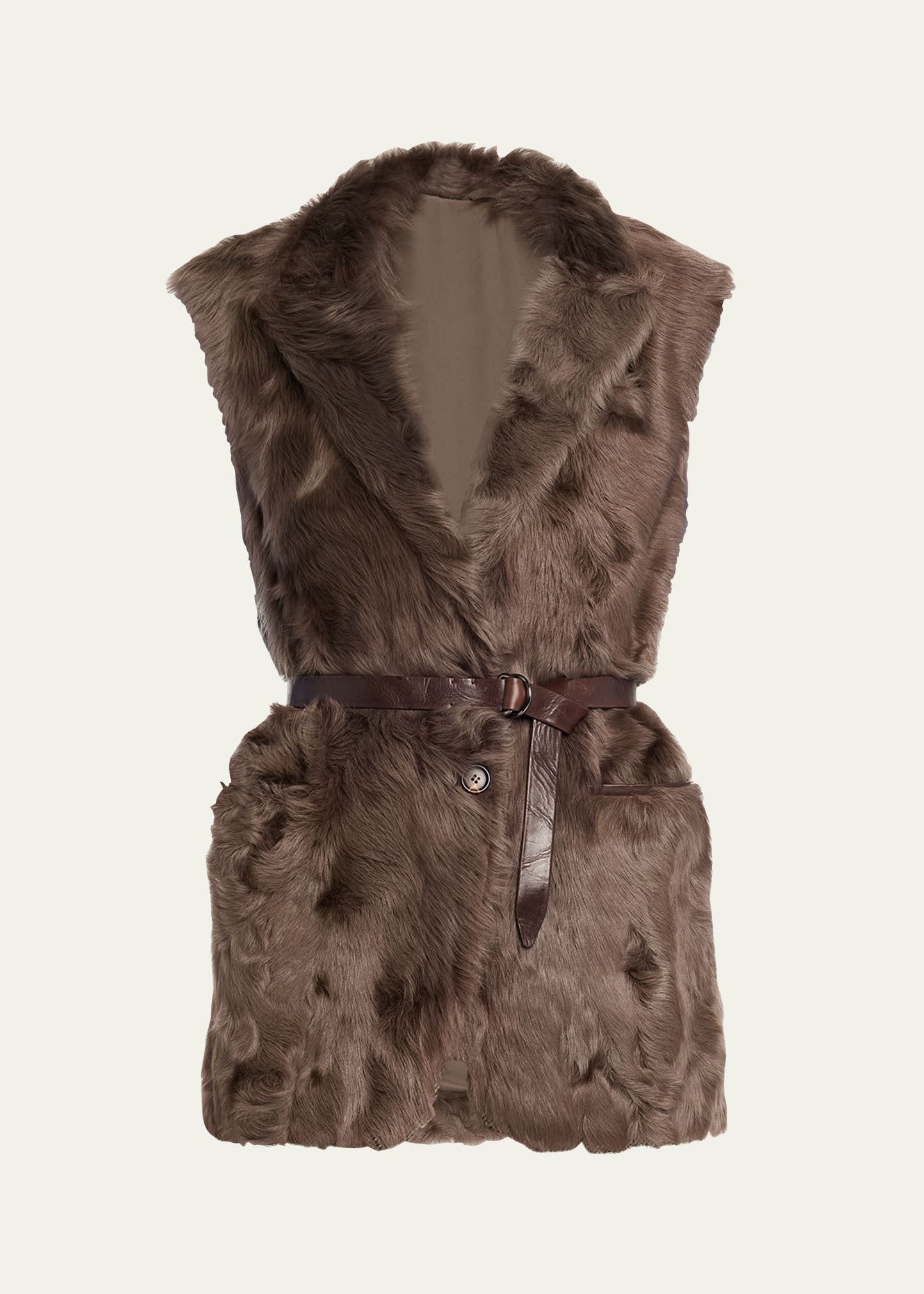 Capretta Lamb Shearling Belted Vest - 1