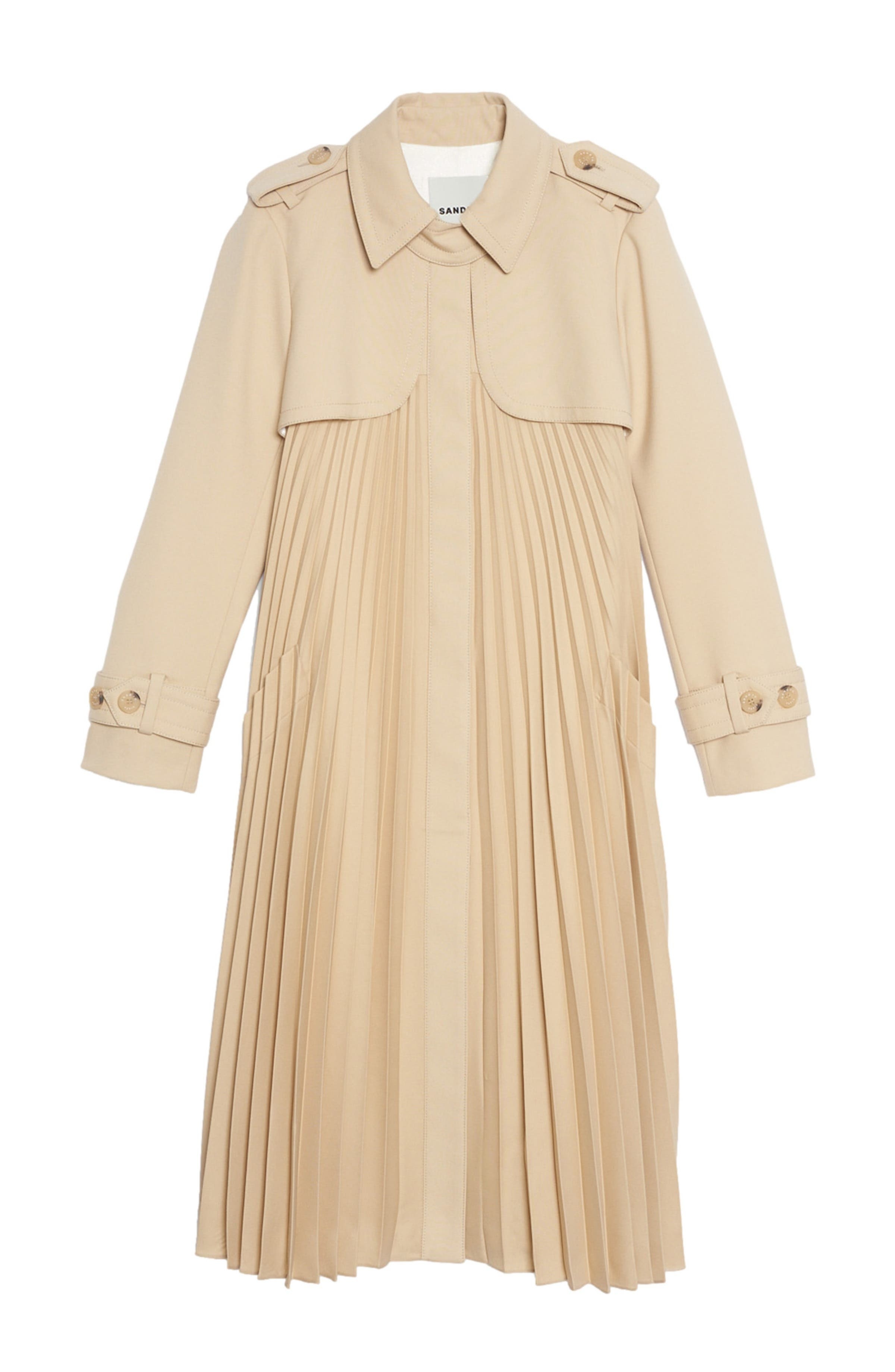 SANDRO Pleated trench coat with belt in Beige at Nordstrom - 7