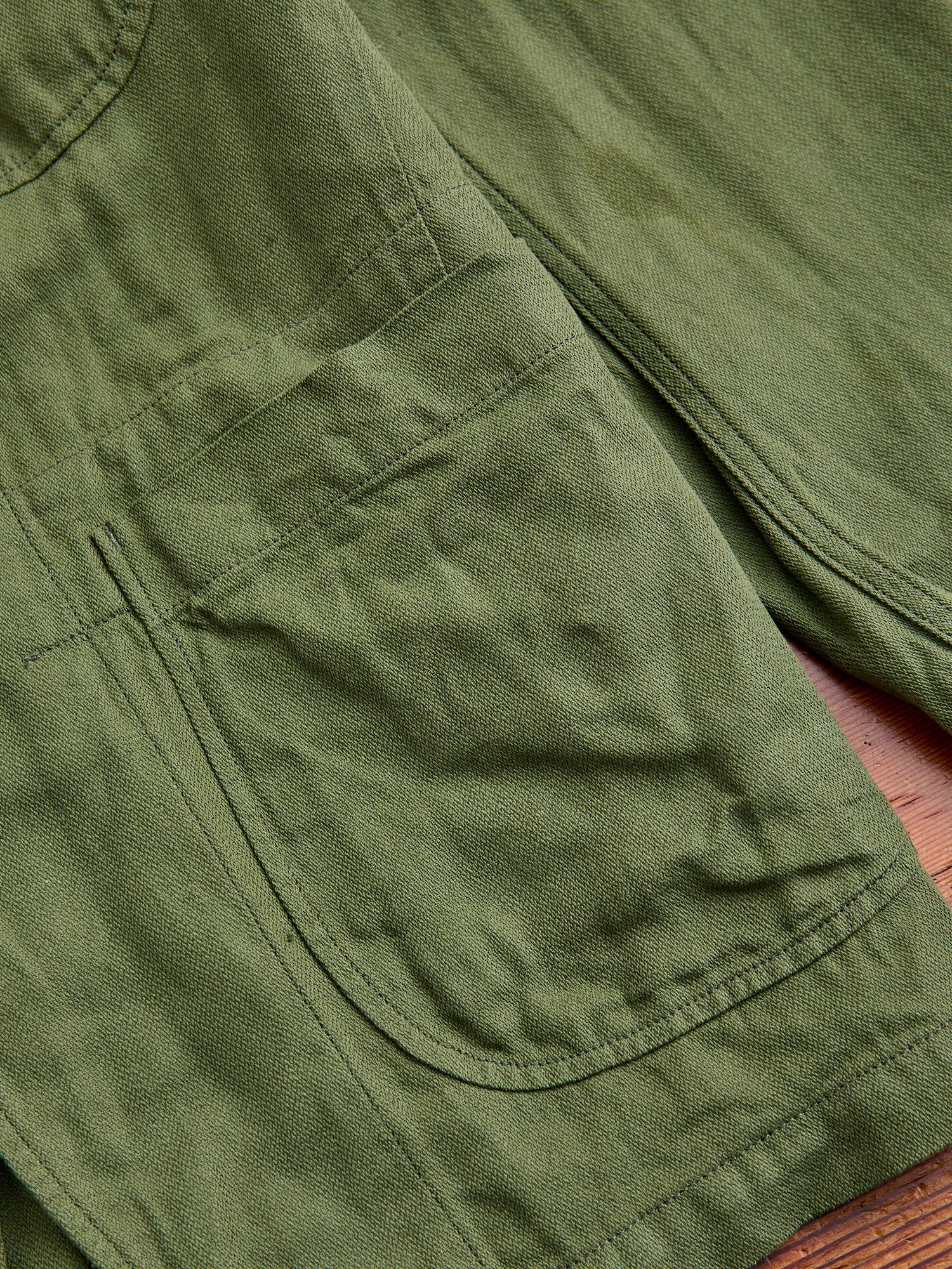 Bedford Jacket in Olive Cotton Hemp Satin - 5
