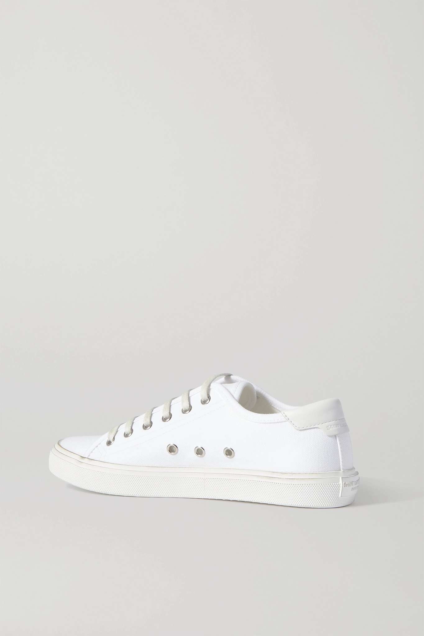 Malibu leather-trimmed distressed cotton-canvas sneakers - 3