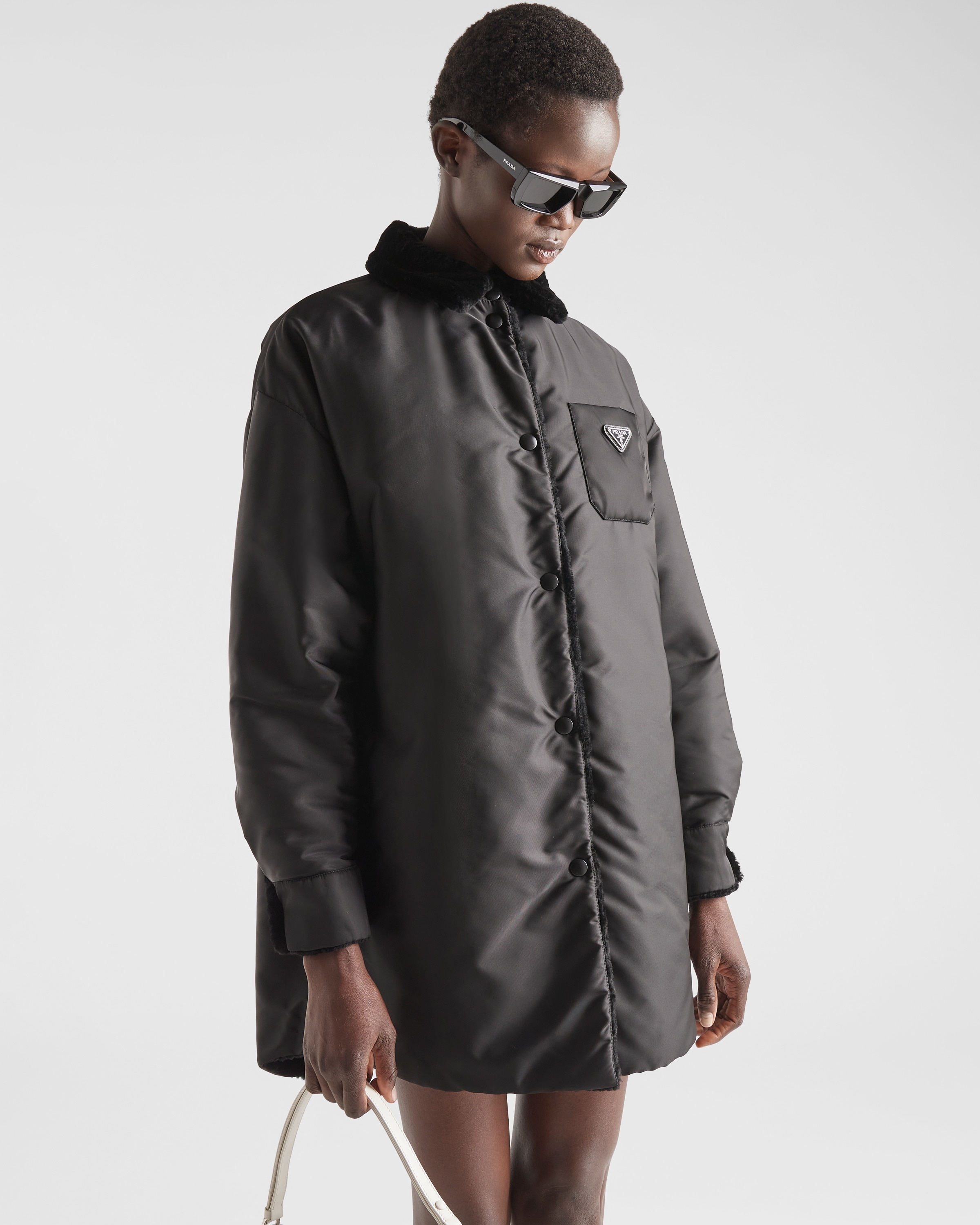 Reversible gabardine and shearling coat - 6