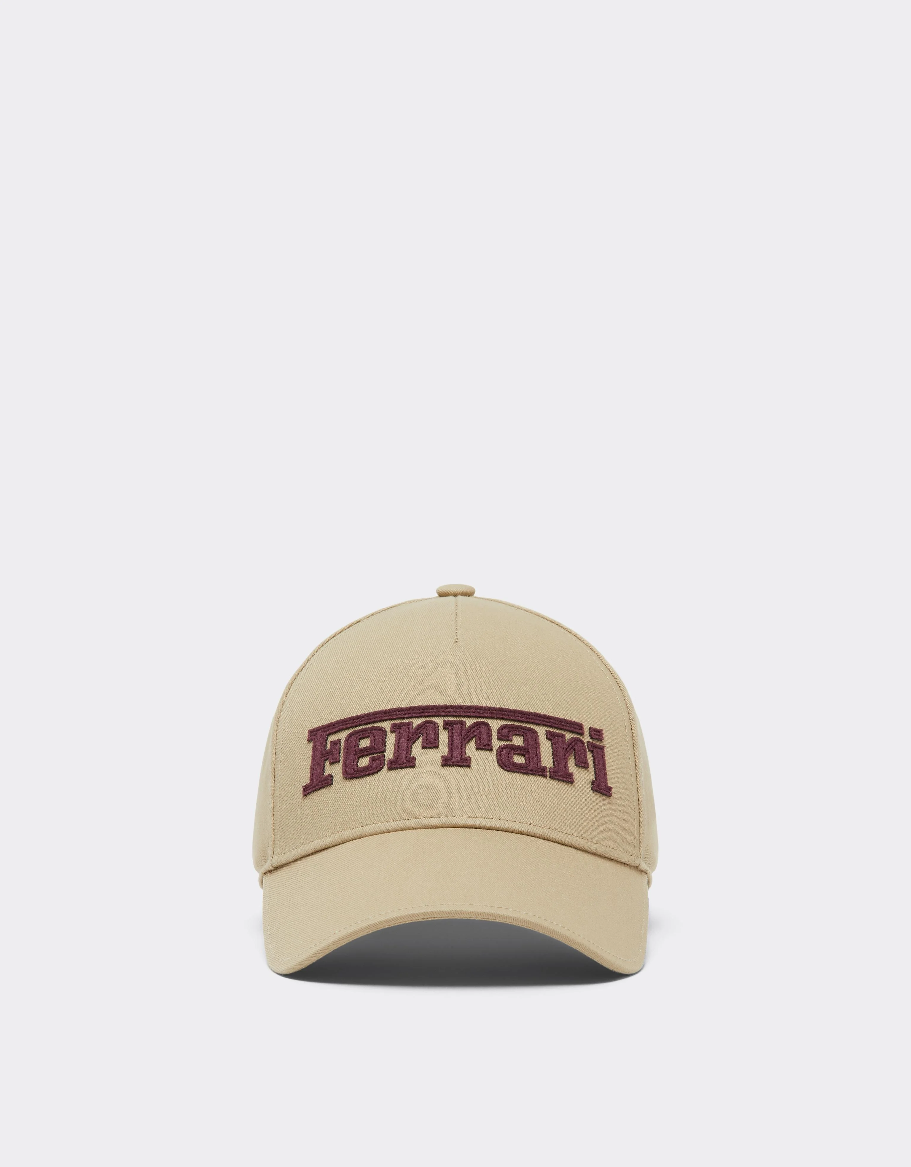Cotton Twill Baseball Cap with Ferrari Embroidery - 1