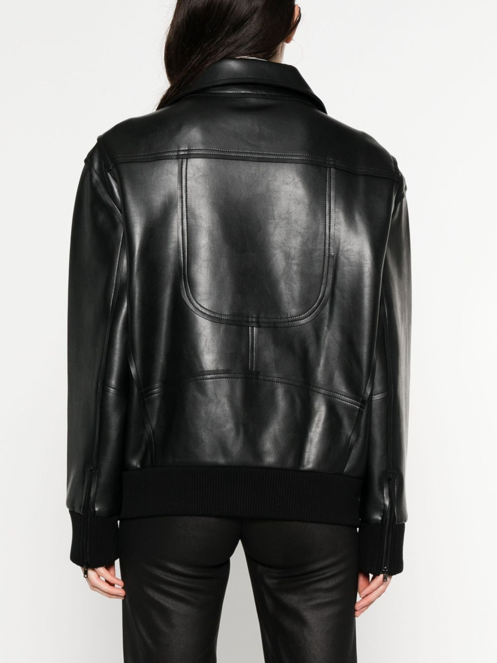 faux leather zip-up biker jacket - 4