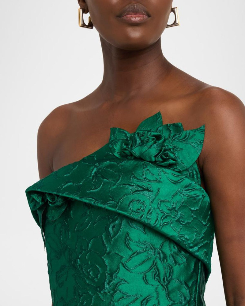 Strapless Floral Jacquard Trumpet Gown 5