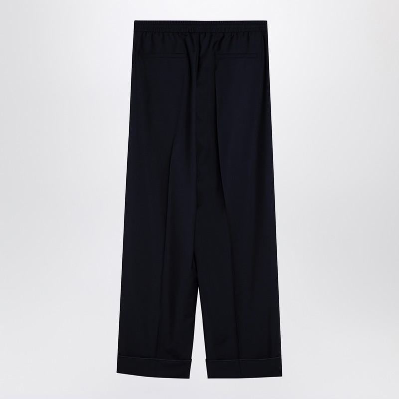 Valentino Garavani Valentino Navy Wool Blend Wide Trousers - 3