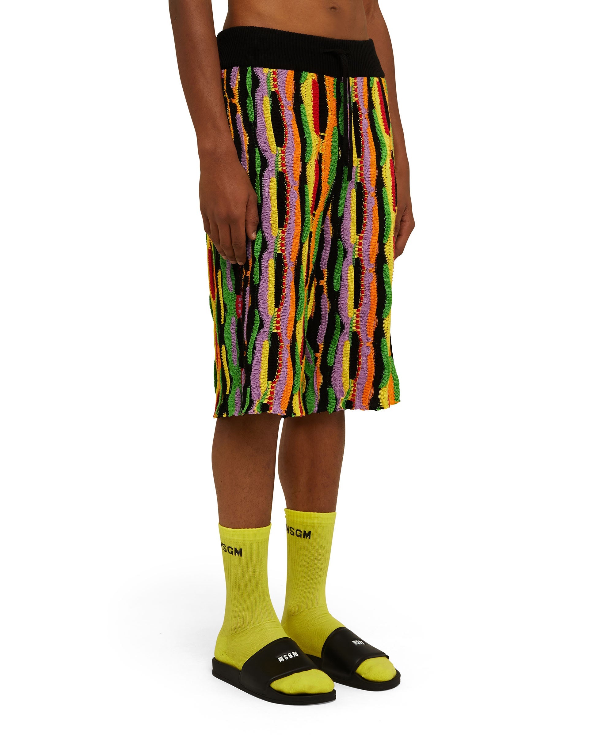 Knit cotton Bermuda shorts with multicolor ruffles - 4