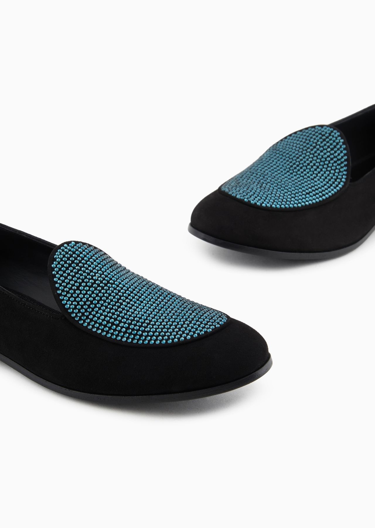 Rhinestoned suede loafers - 5