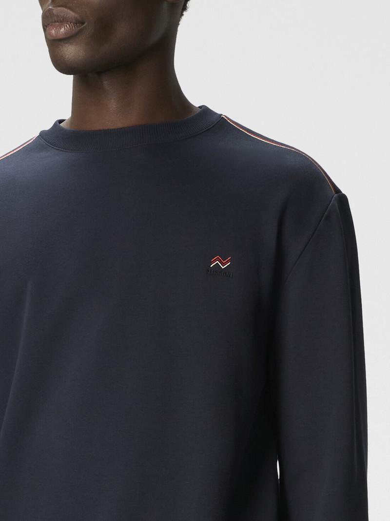 Crew neck sweatshirt with knit embroidery and logo 5