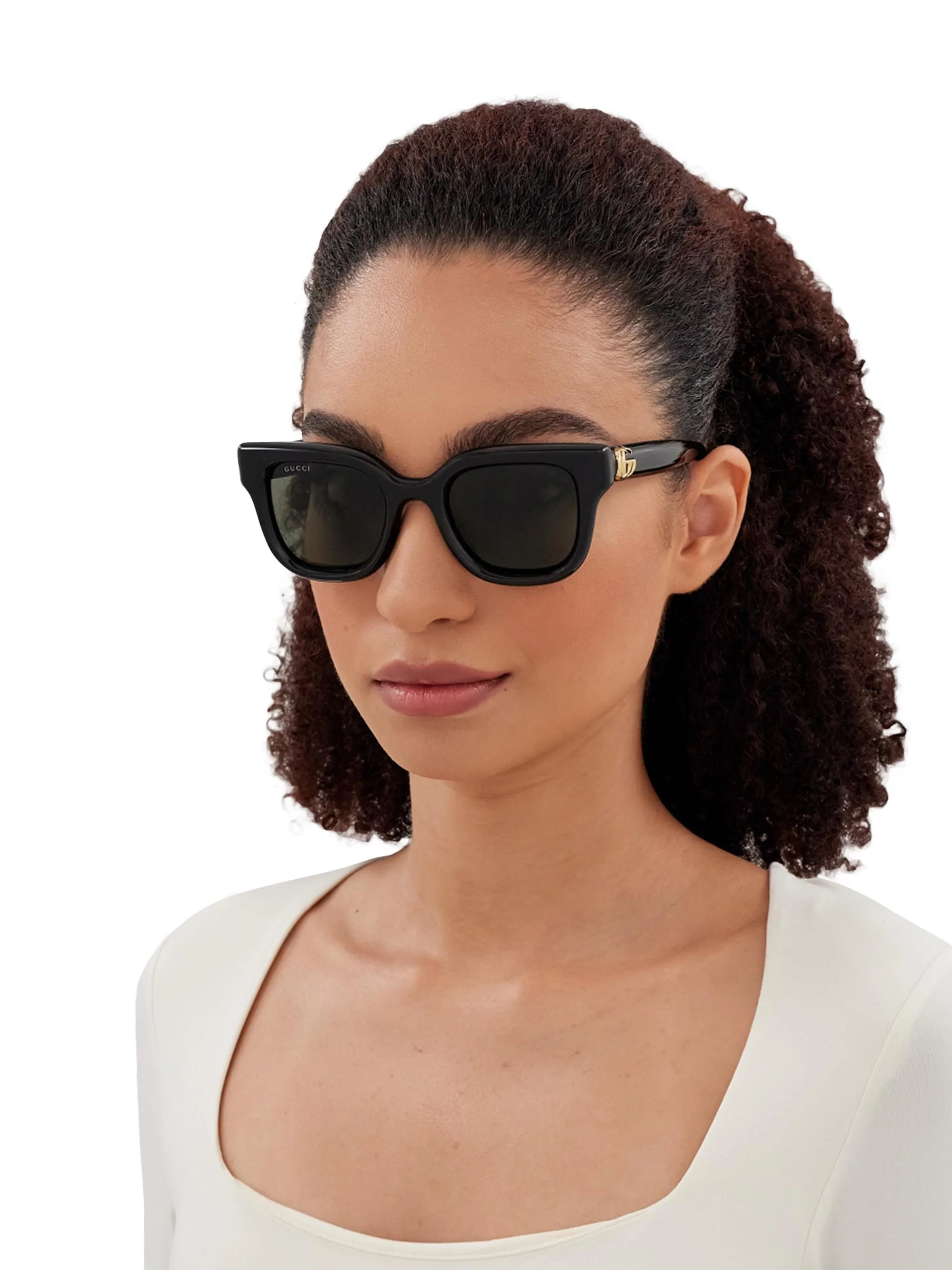 Women's GG Bag 49MM Round Sunglasses - Black - 1
