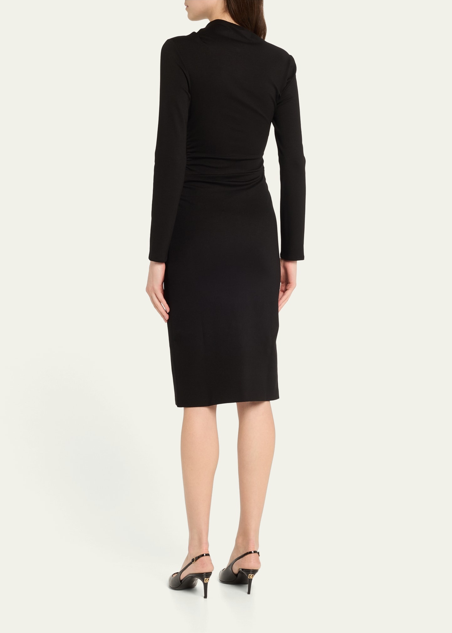 Asymmetric Long-Sleeve Jersey Dress - 3