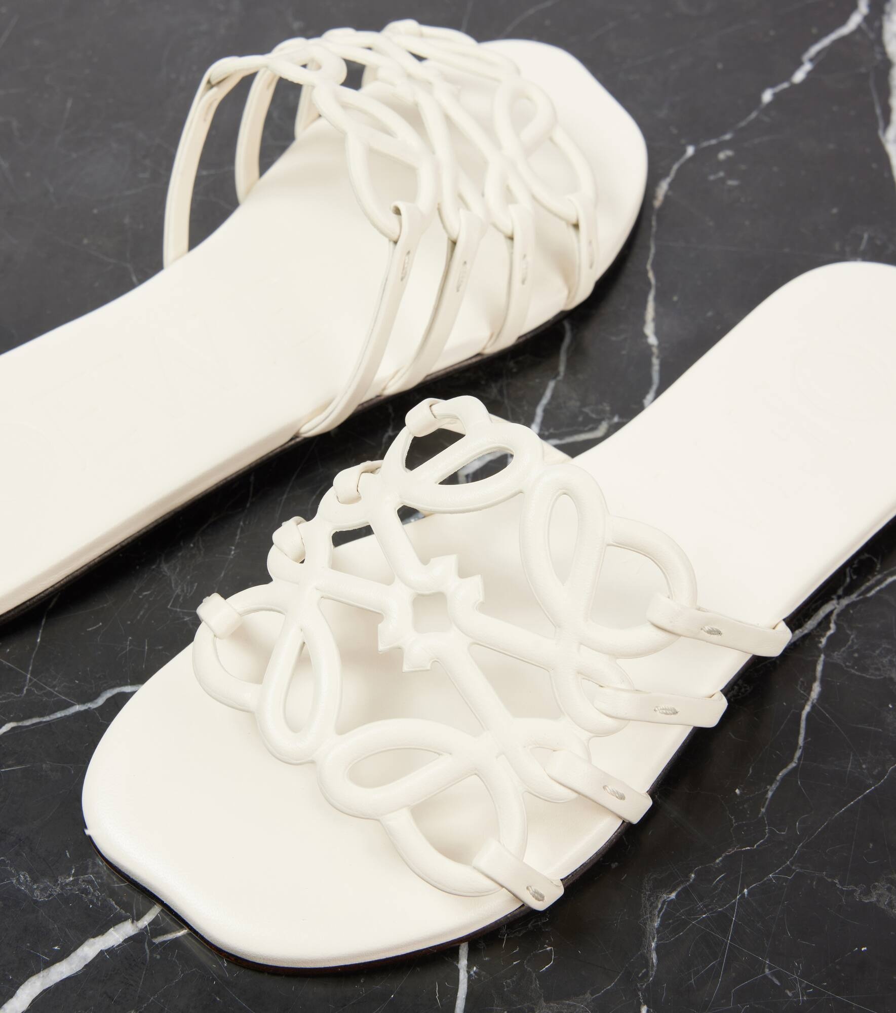 Petal Anagram leather slides - 5