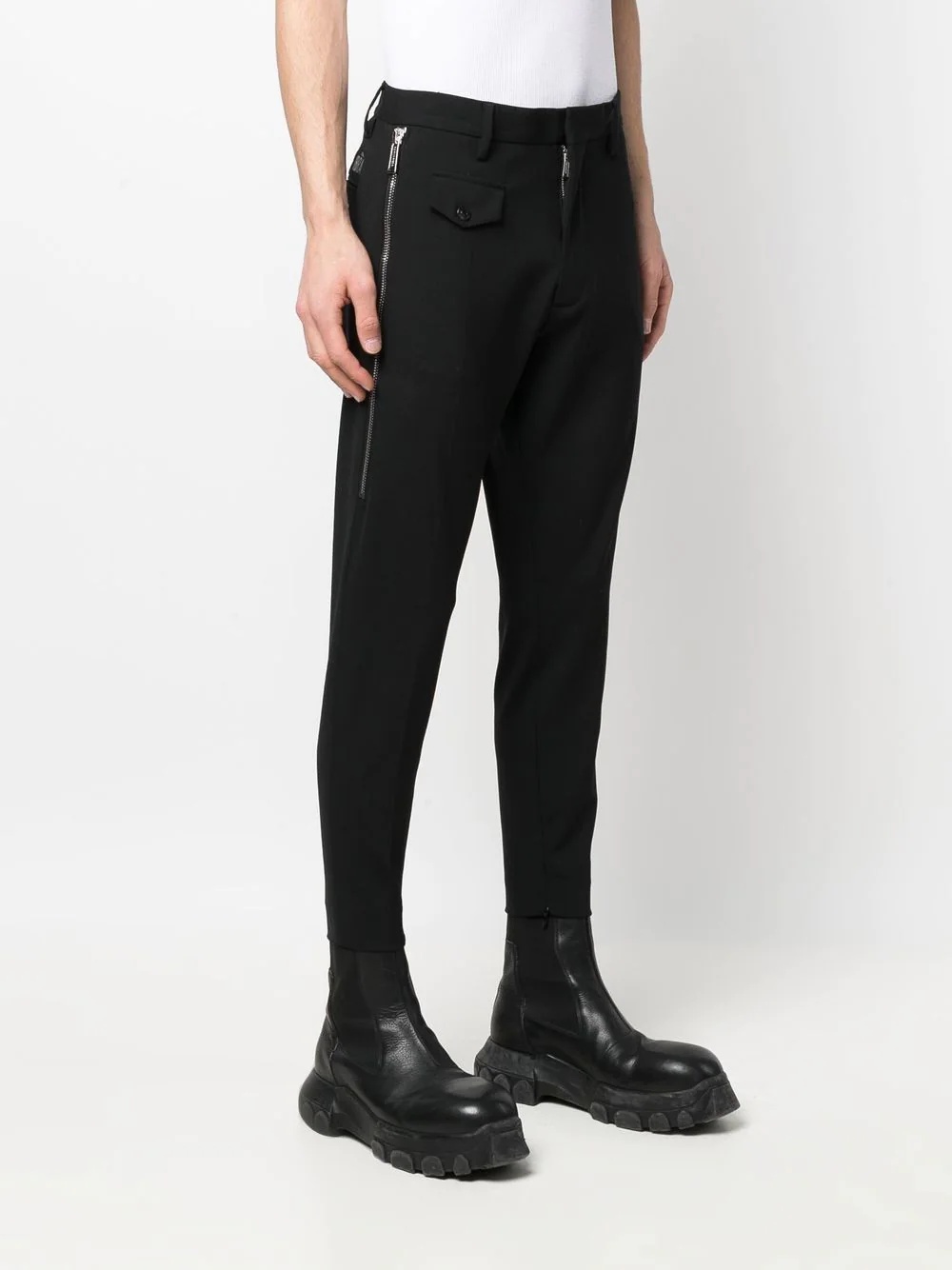 slim-cut tapered cropped trousers - 3