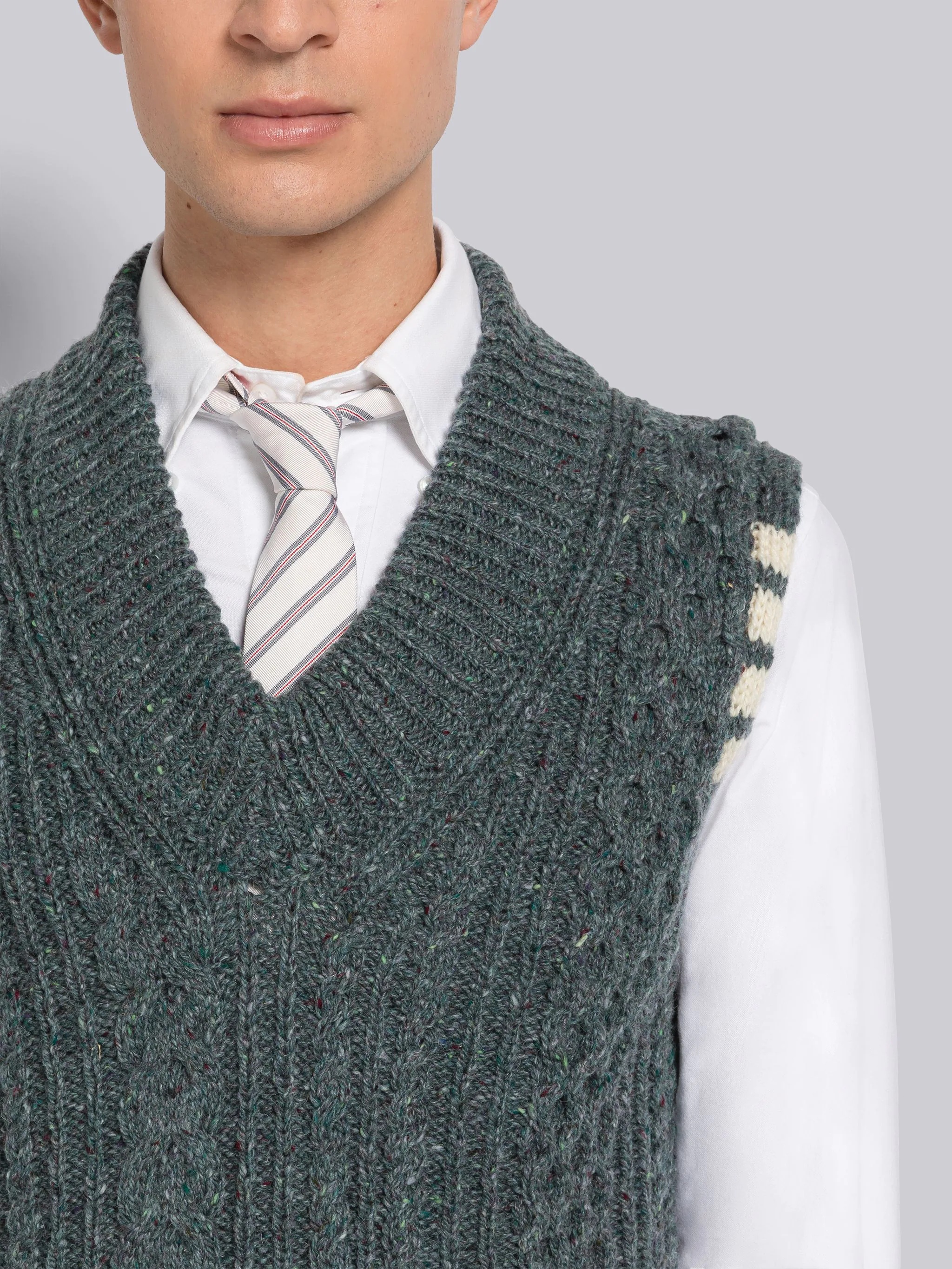 Donegal Cable 4-Bar Classic V-Neck Vest - 5