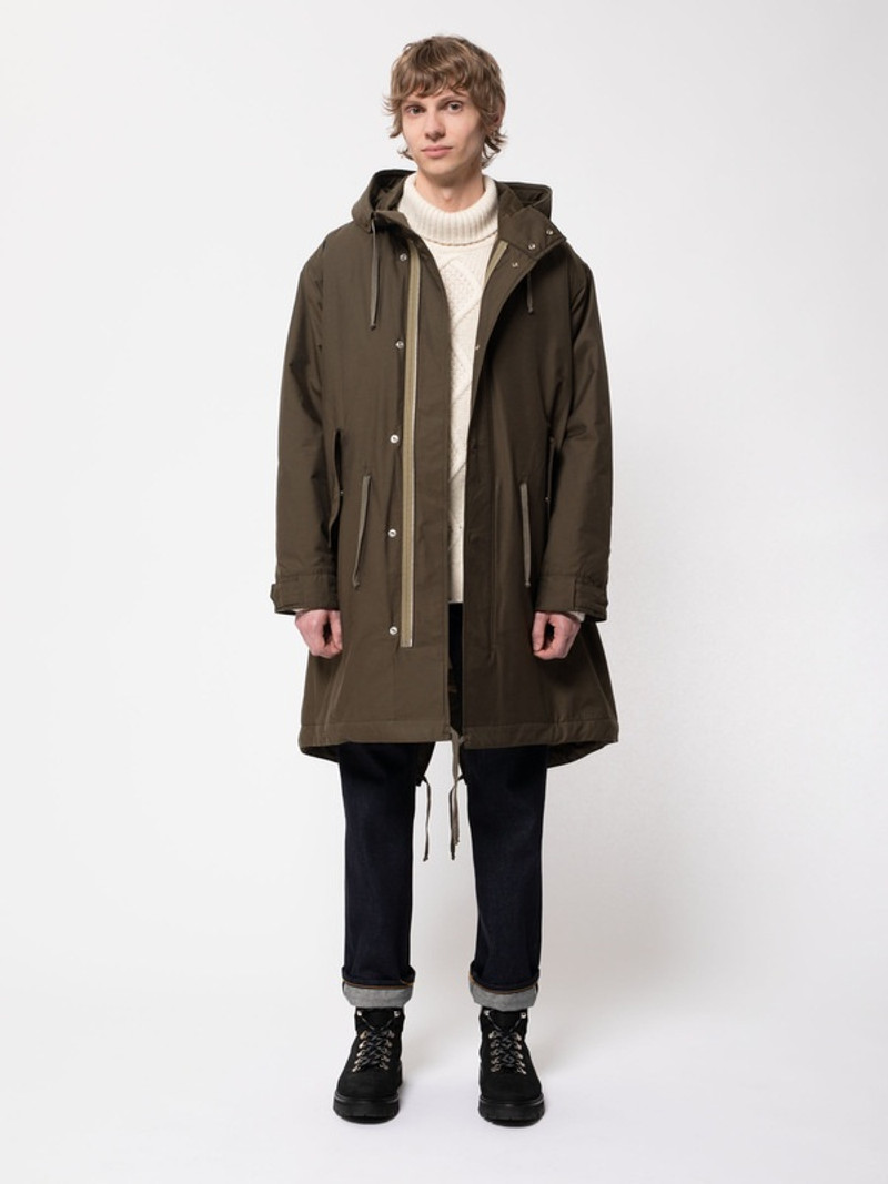 Nudie Jeans Kajjan Waxed Parka Olive outlook