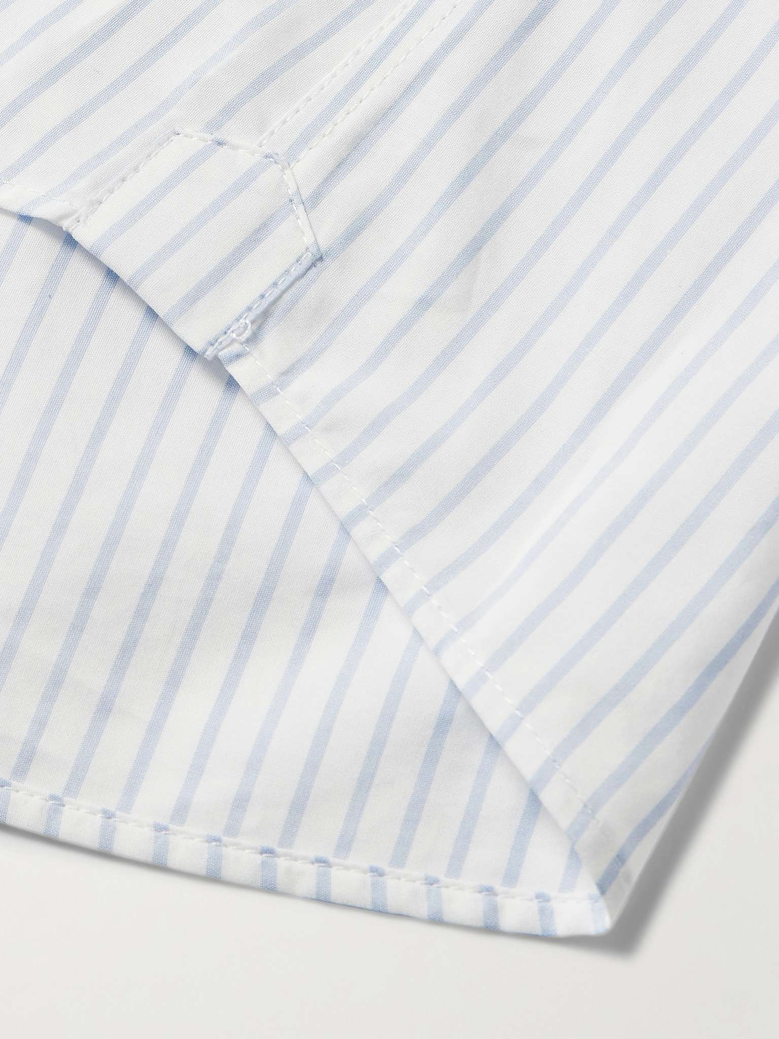 Button-Down Collar Striped Cotton Shirt - 5