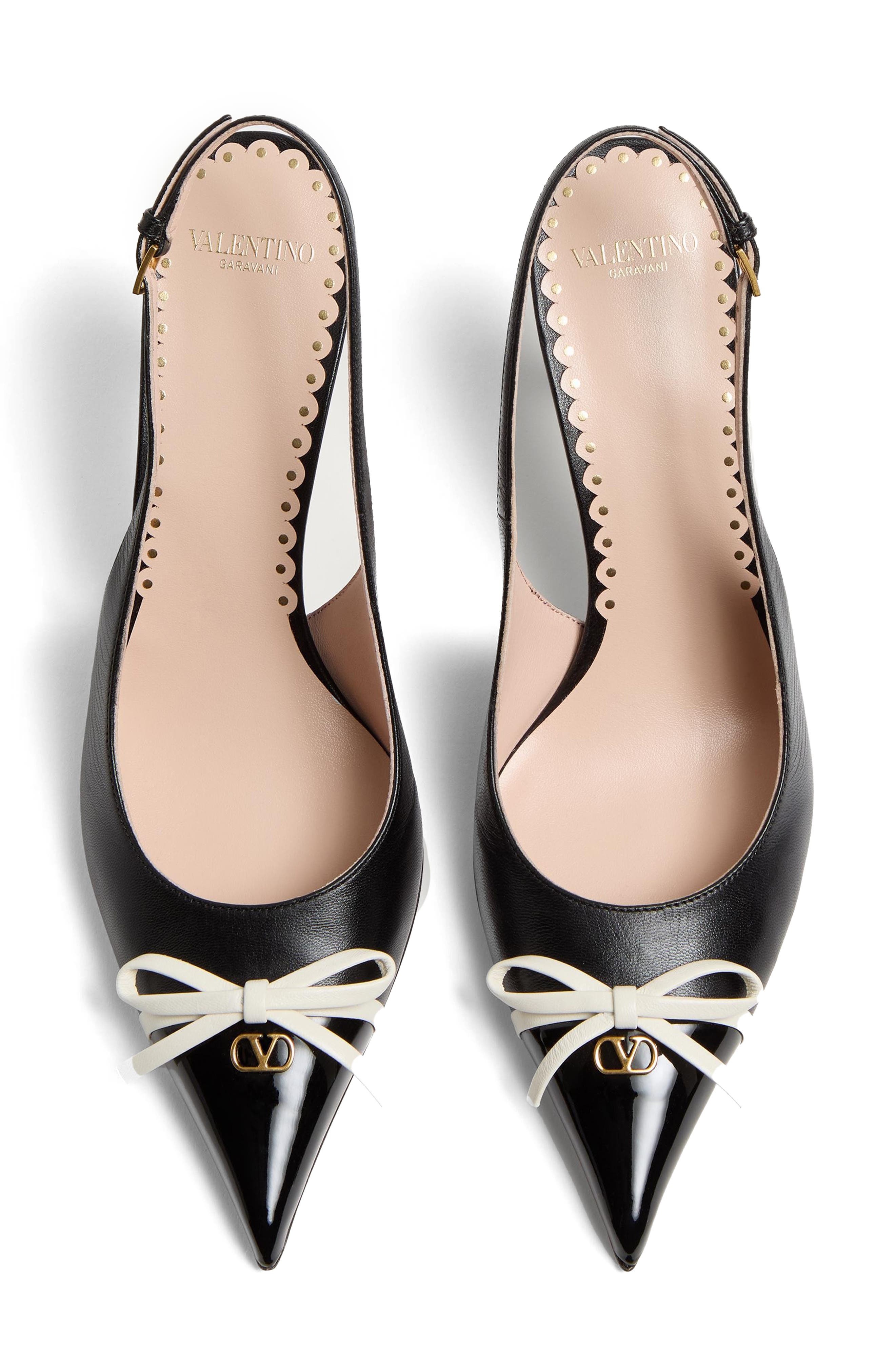 Valentino Garavani Bepointy Pointed Toe Slingback Pump in Black/Ivory at Nordstrom - 5