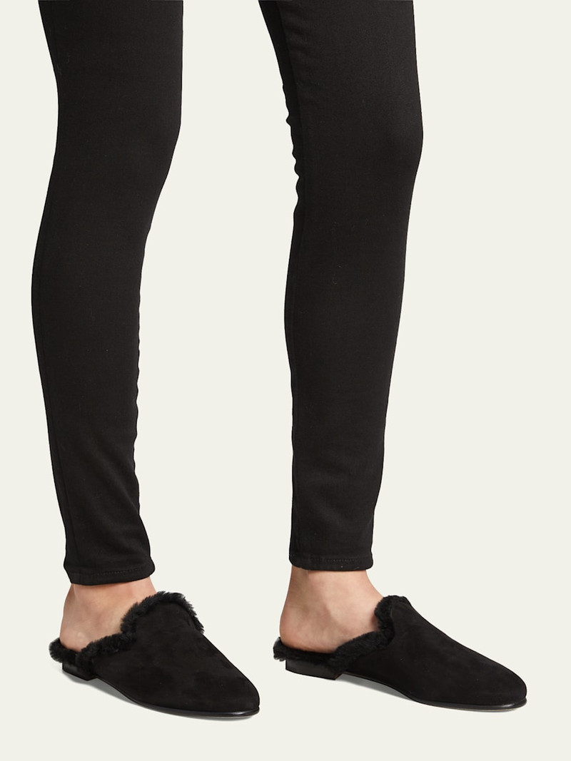 Manolo Blahnik Mariamu Suede Shearling Slipper Mules outlook