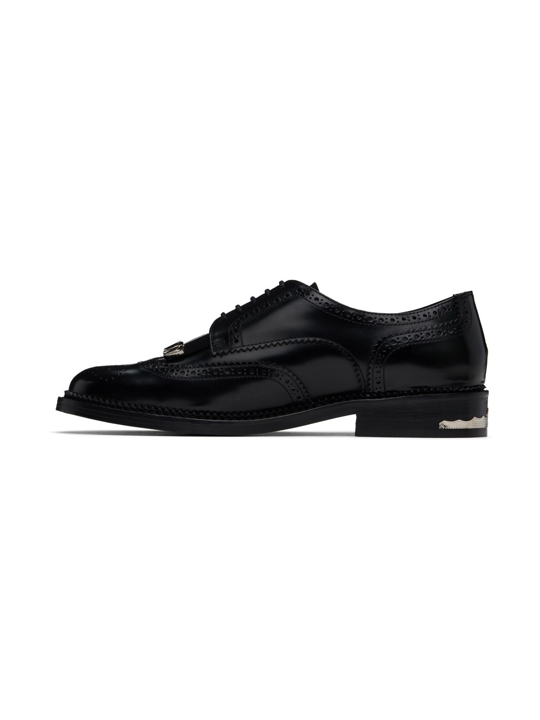 Black Polished Leather Derbys - 3