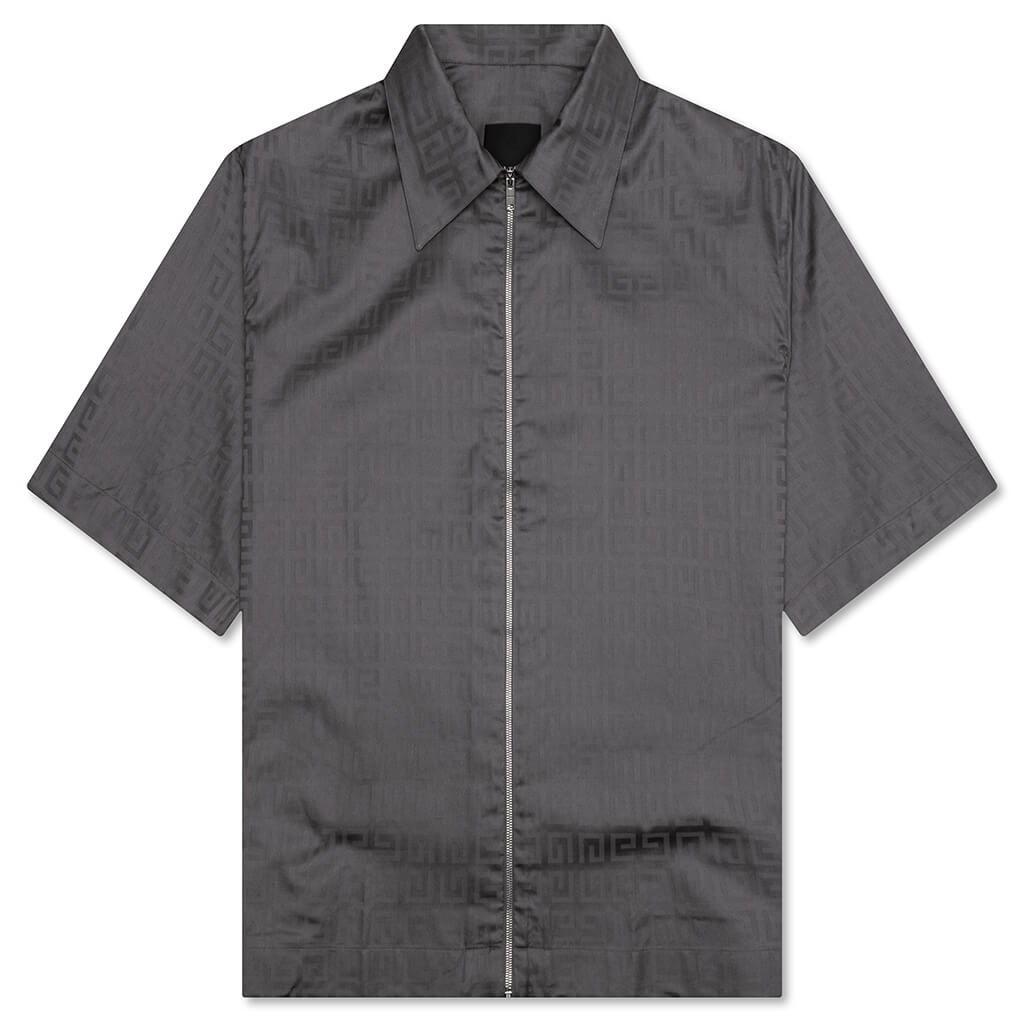 SHORT SLEEVES BOXY FIT ZIPPED SHIRT - TITANIUM - 1