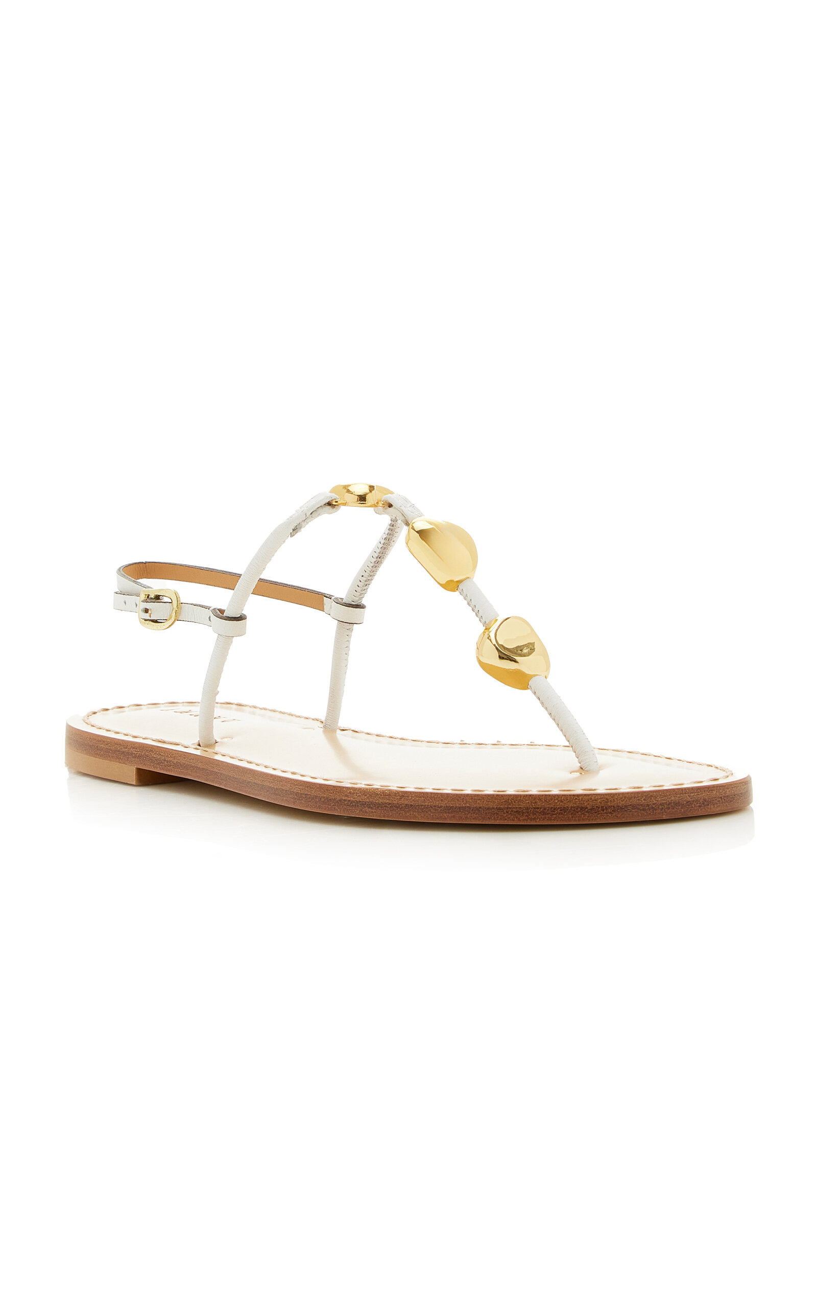 The Nairobi Embellished Leather Sandals white - 4