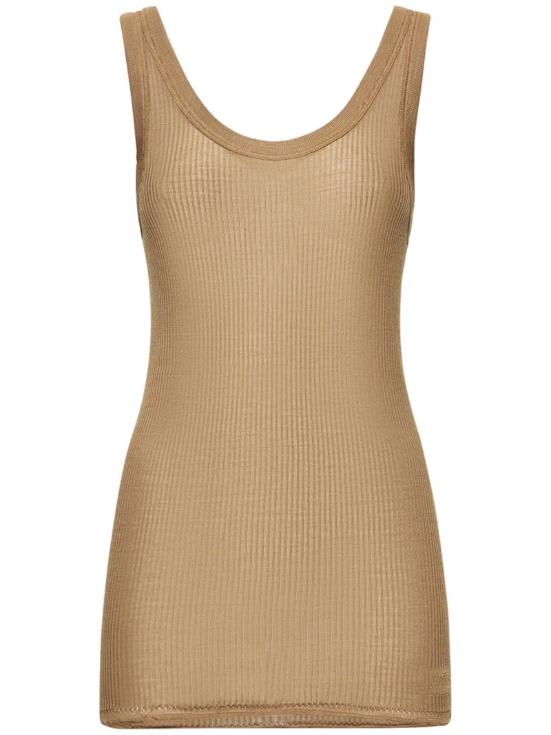 Seamless ribbed silk tank top - 1