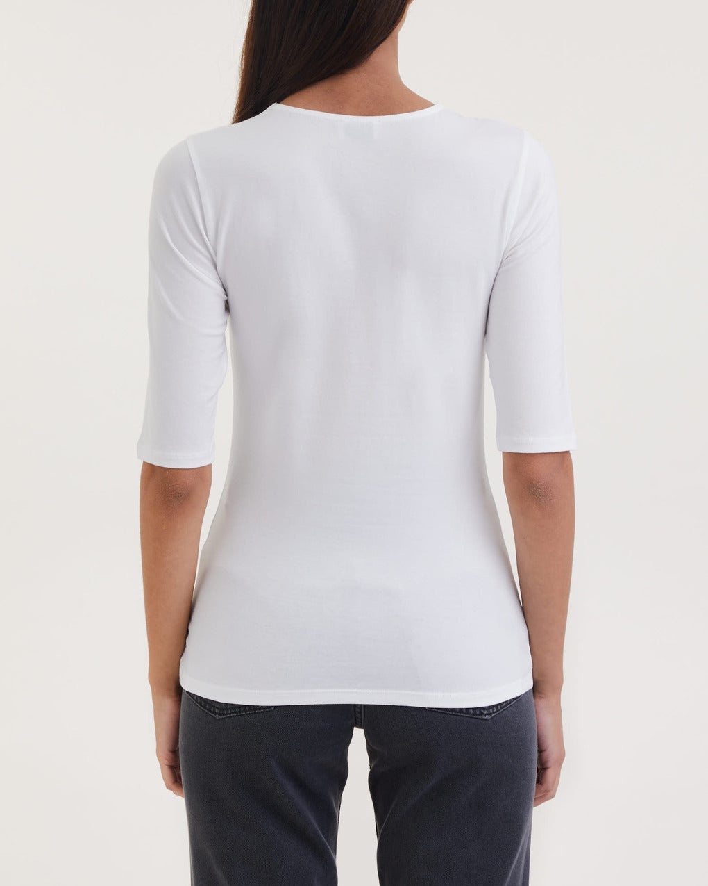 T-Shirt Cotton Stretch Elbow Sleeve White - 2