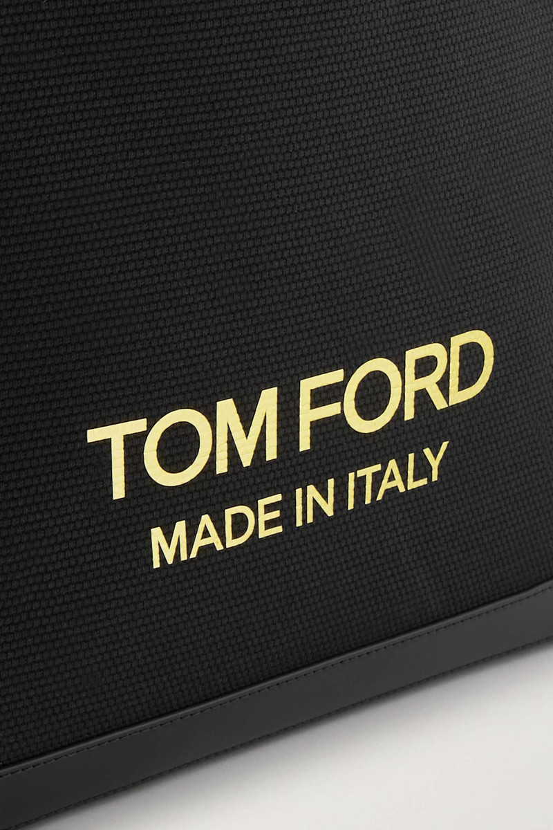 T Screw printed leather-trimmed coated-canvas tote 4