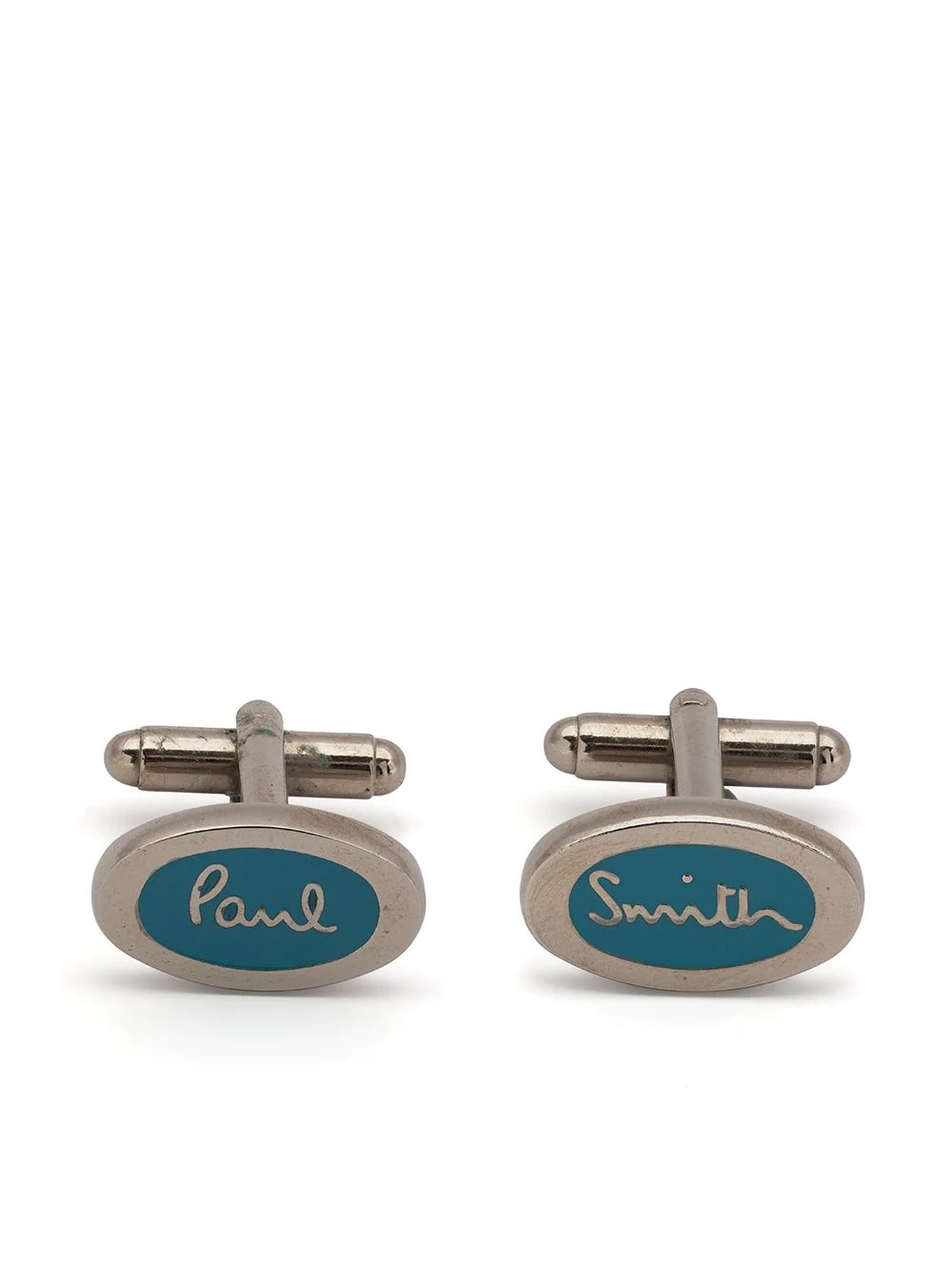 logo-print silver-plated cufflinks - 1