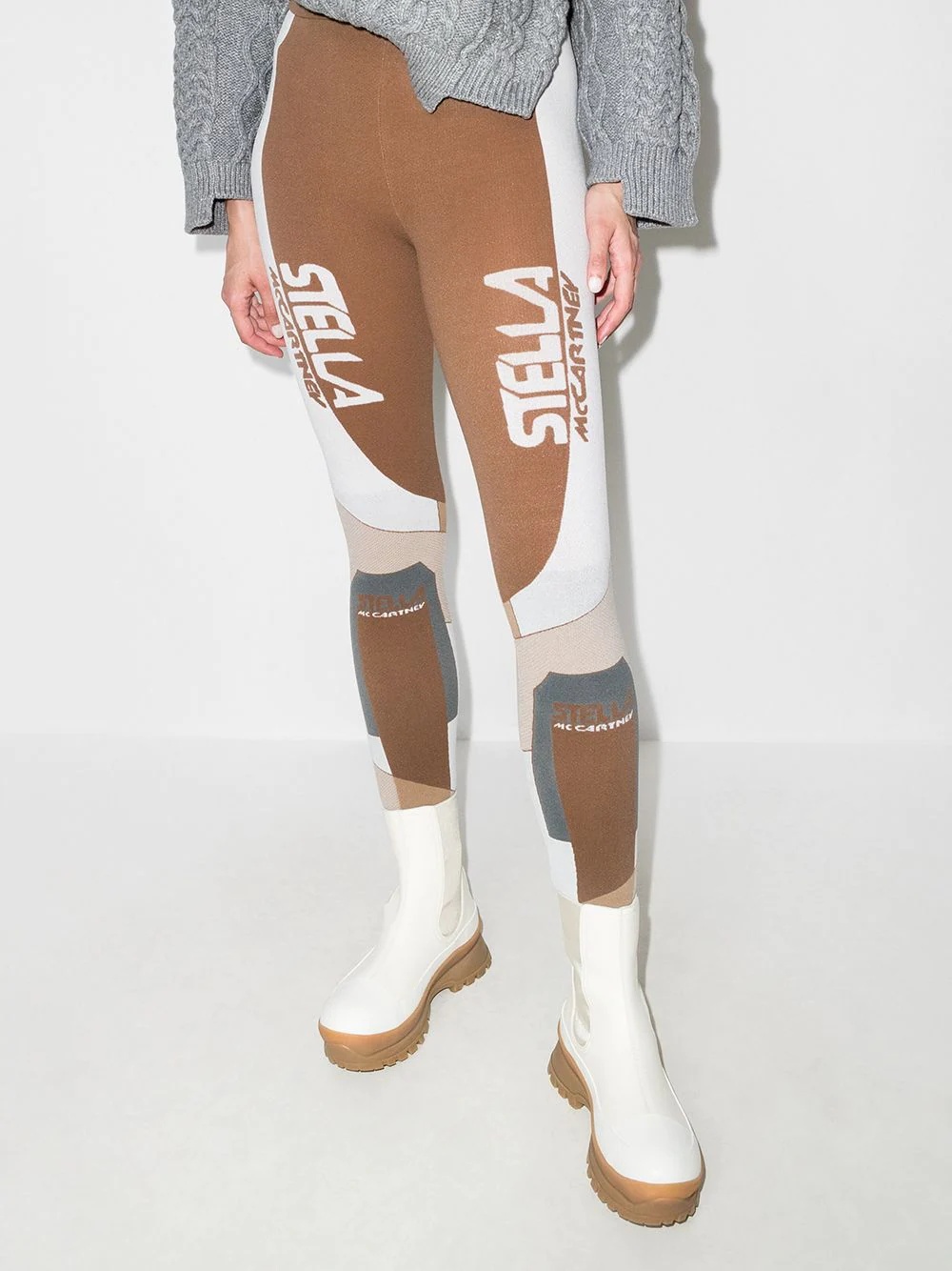 intarsia-knit panelled leggings - 2