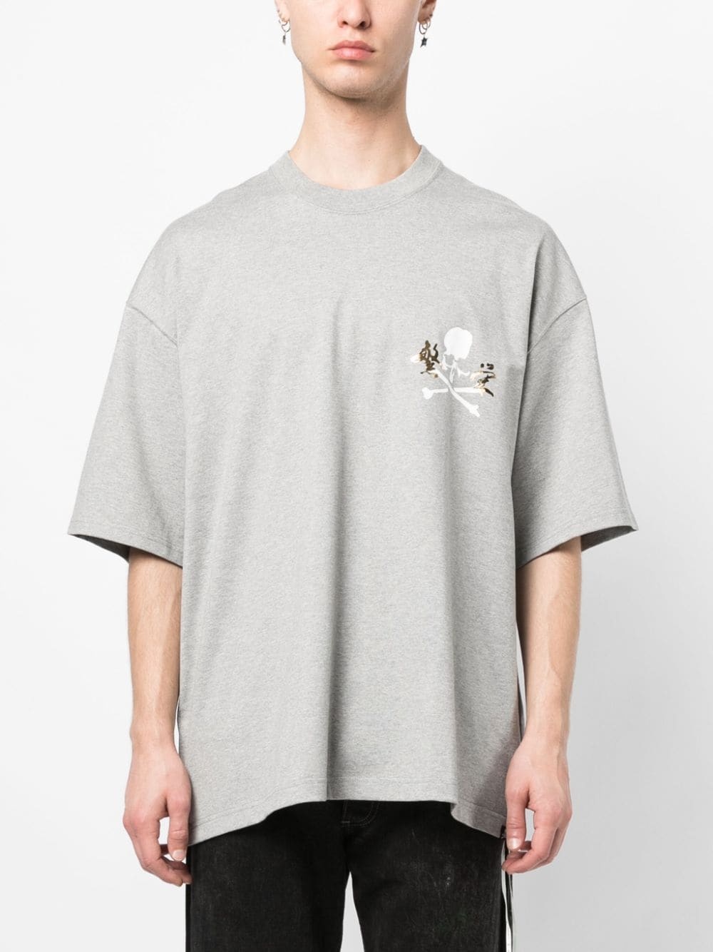 metallic-effect skull-print T-shirt - 4