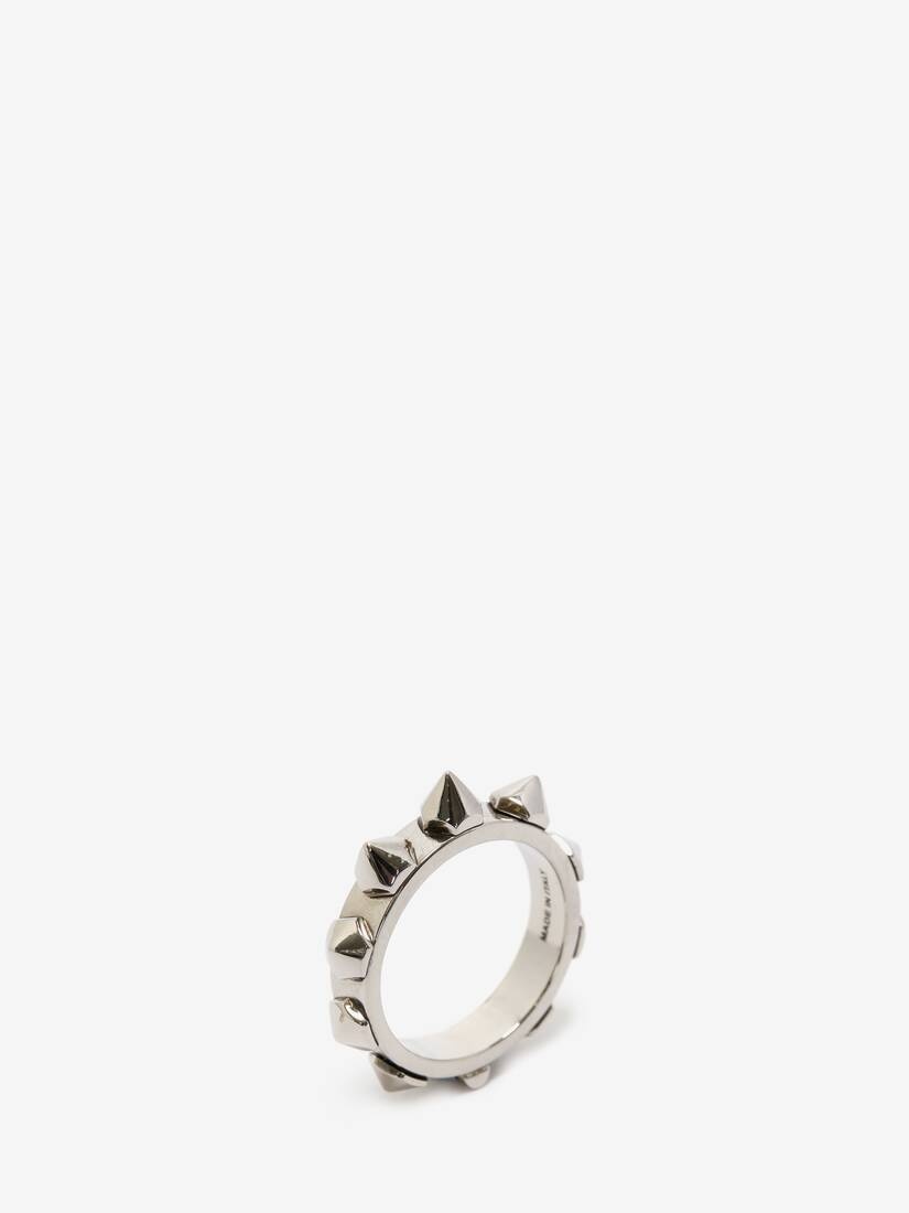 Men's Punk Stud Ring in Antique Silver - 2