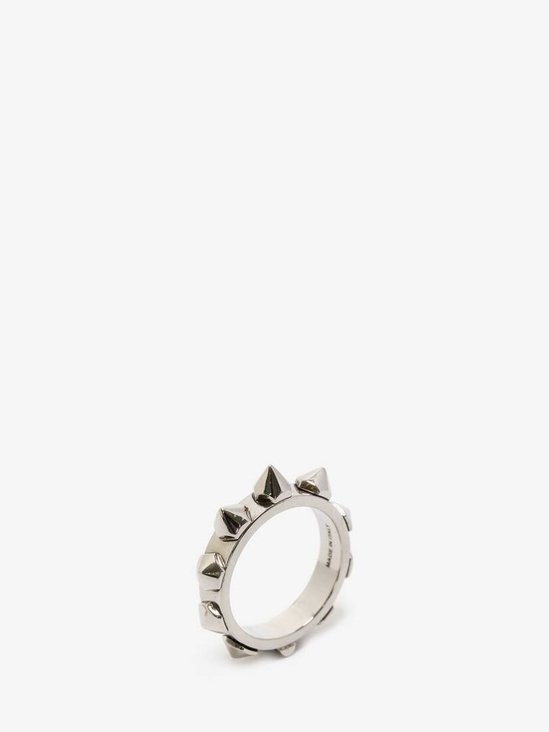Alexander McQueen Men's Punk Stud Ring in Antique Silver outlook
