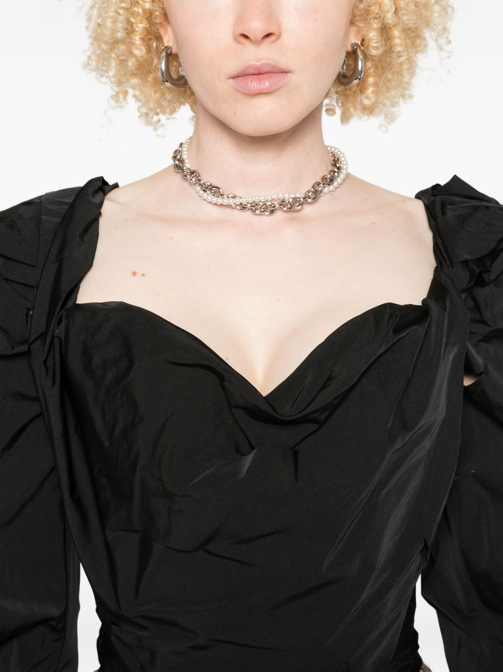 puff-sleeve corset top - 5