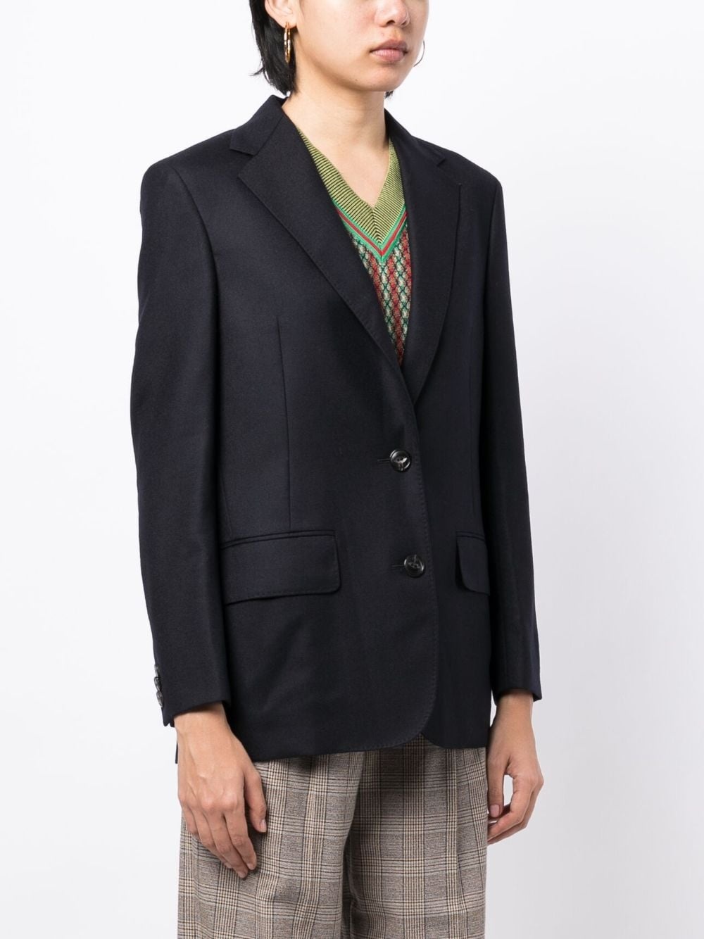 knitted-back single-breasted blazer - 4