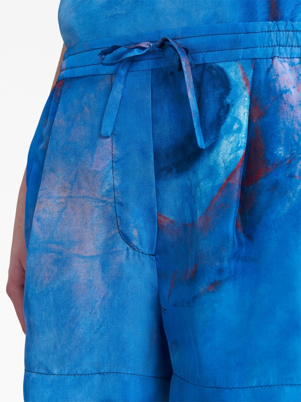 drawstring-waist silk shorts - 5