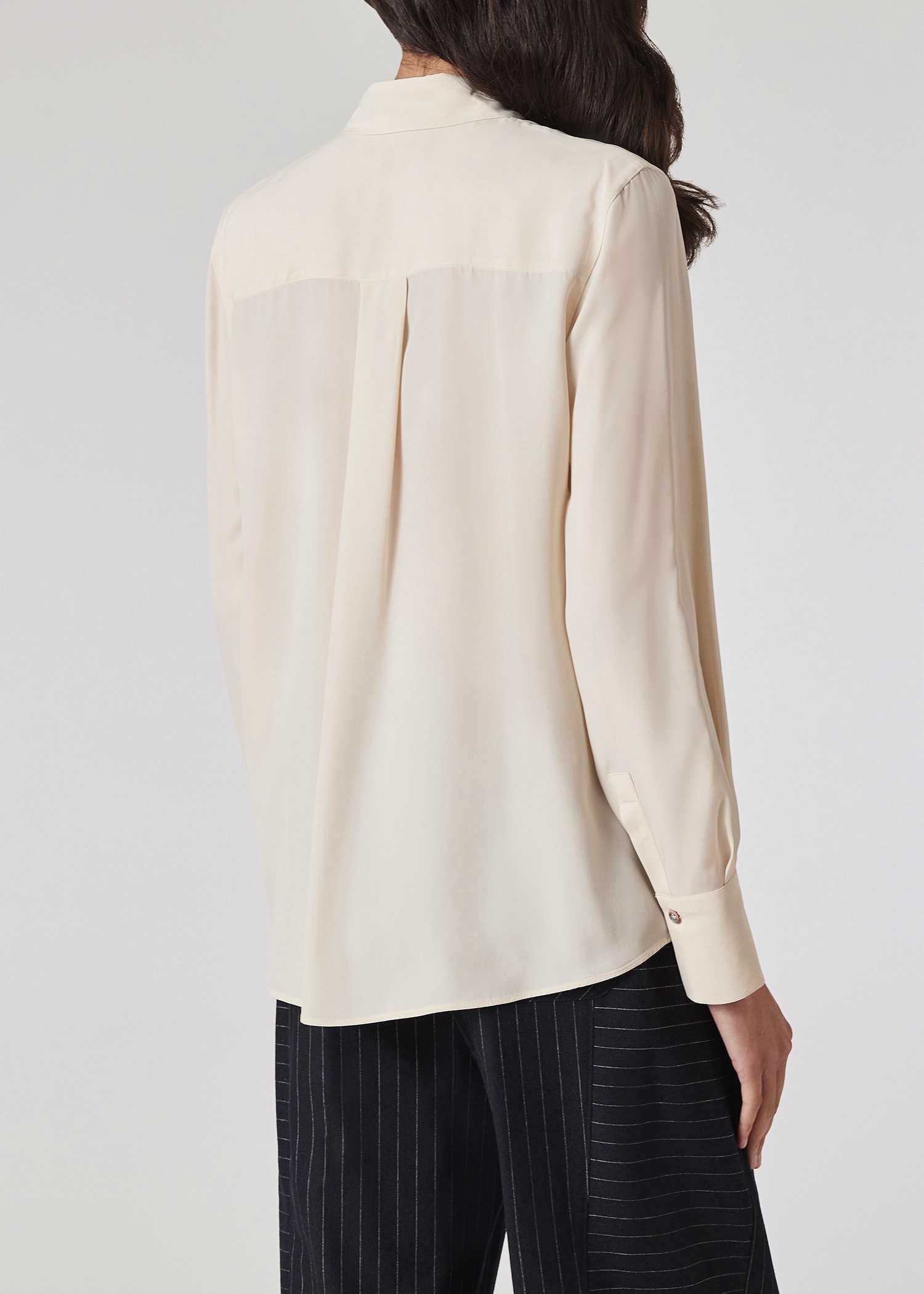 Women's Cream Silk-Blend Blouse - 4