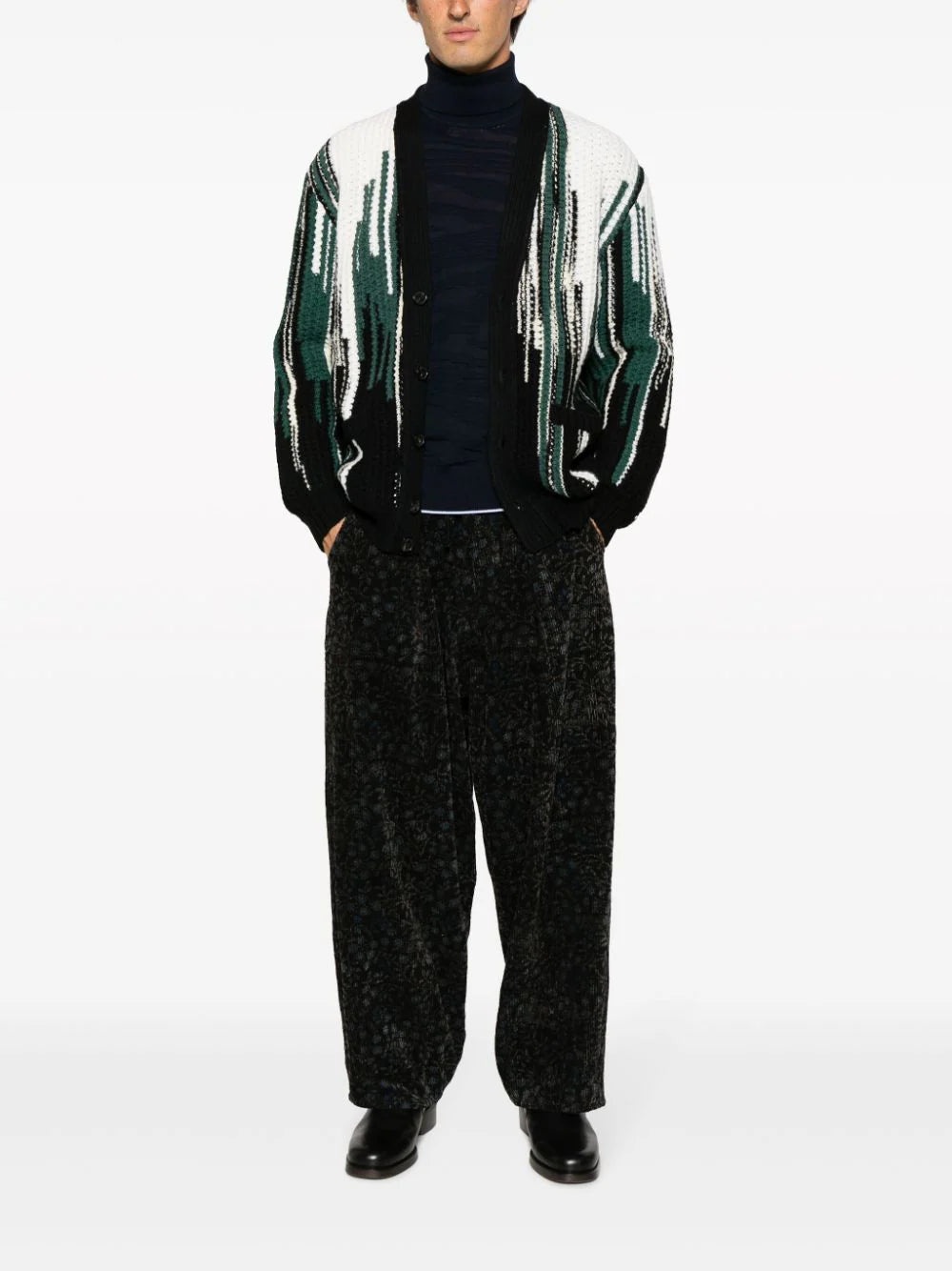 GRAPHIC-PRINT BUTTONED CARDIGAN - 3